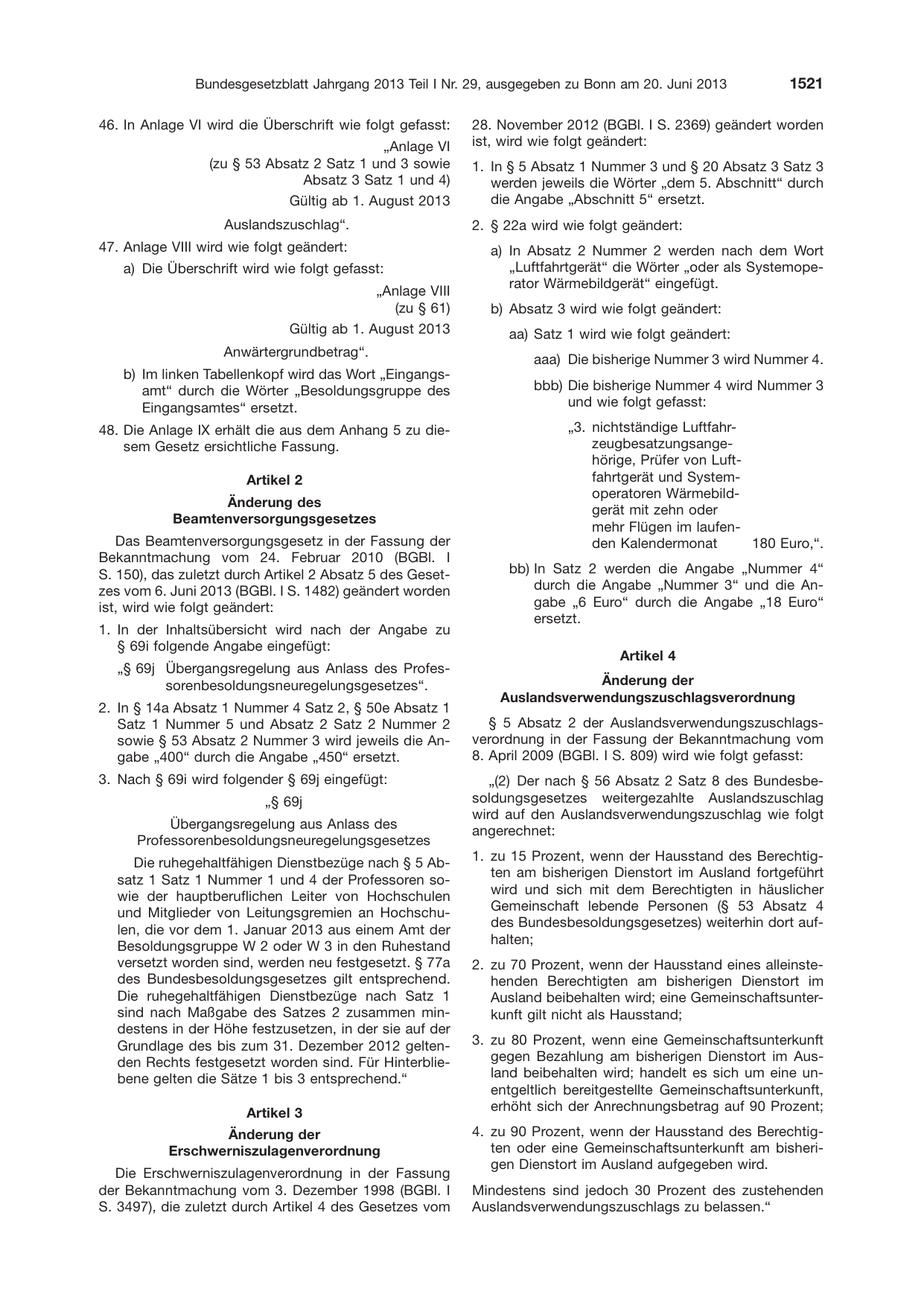 BGBl. 2013, Seite 1521 — Originalseite als Abbildung