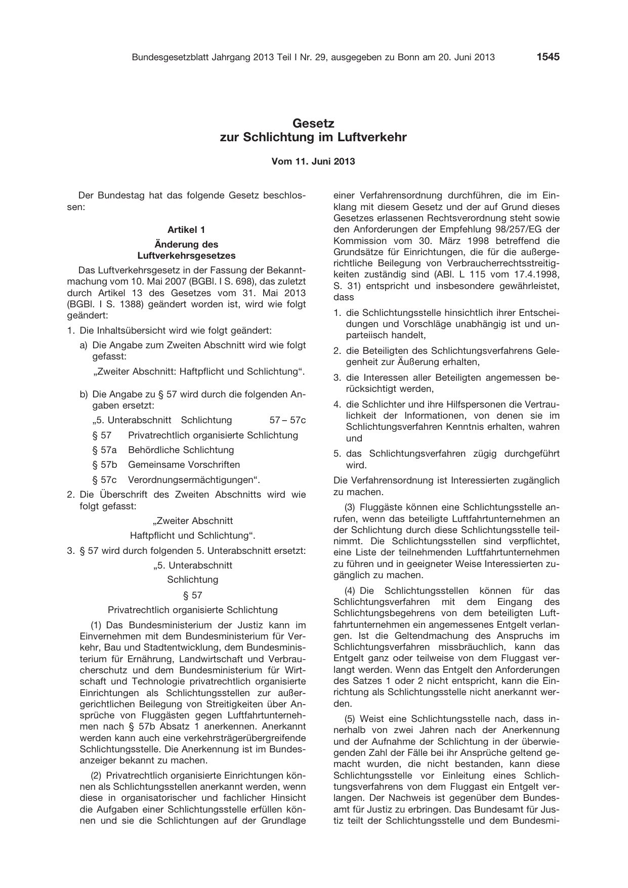 BGBl. 2013, Seite 1545 — Originalseite als Abbildung