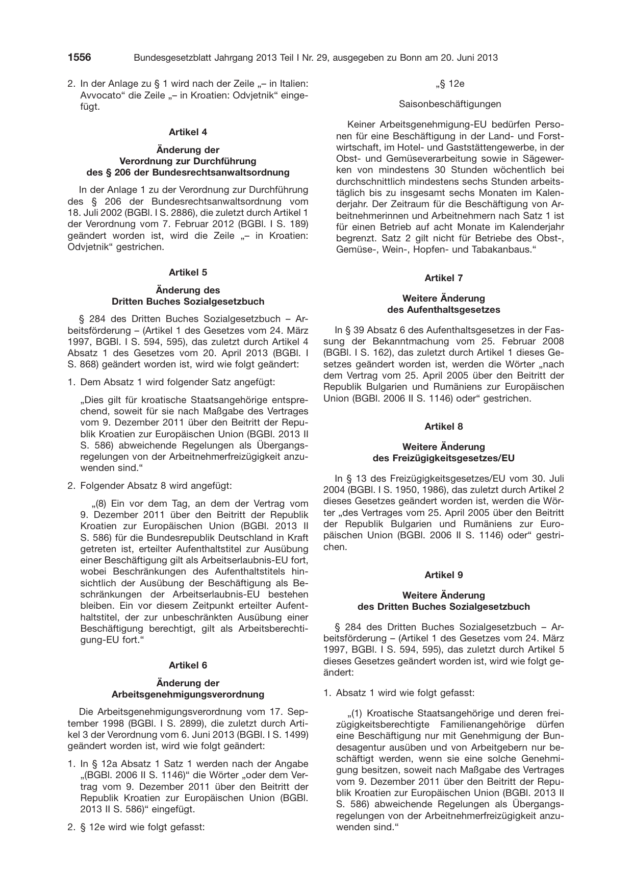 BGBl. 2013, Seite 1556 — Originalseite als Abbildung