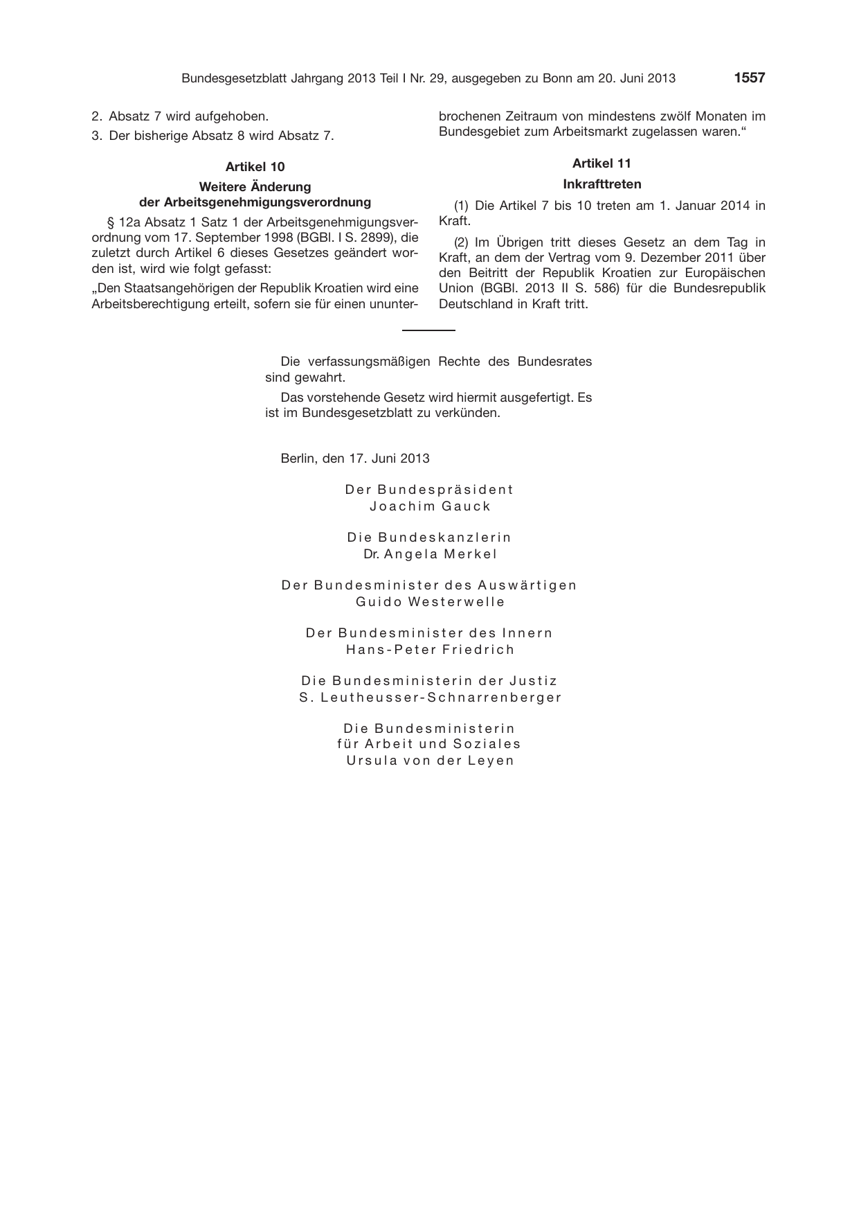 BGBl. 2013, Seite 1557 — Originalseite als Abbildung