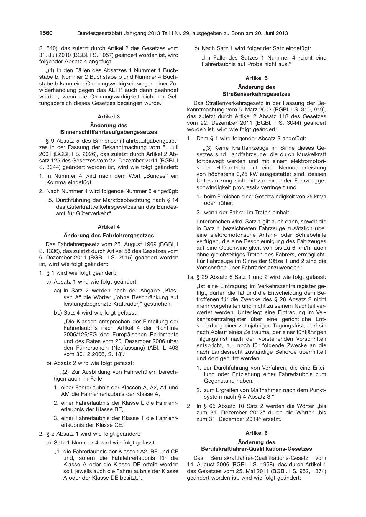 BGBl. 2013, Seite 1560 — Originalseite als Abbildung