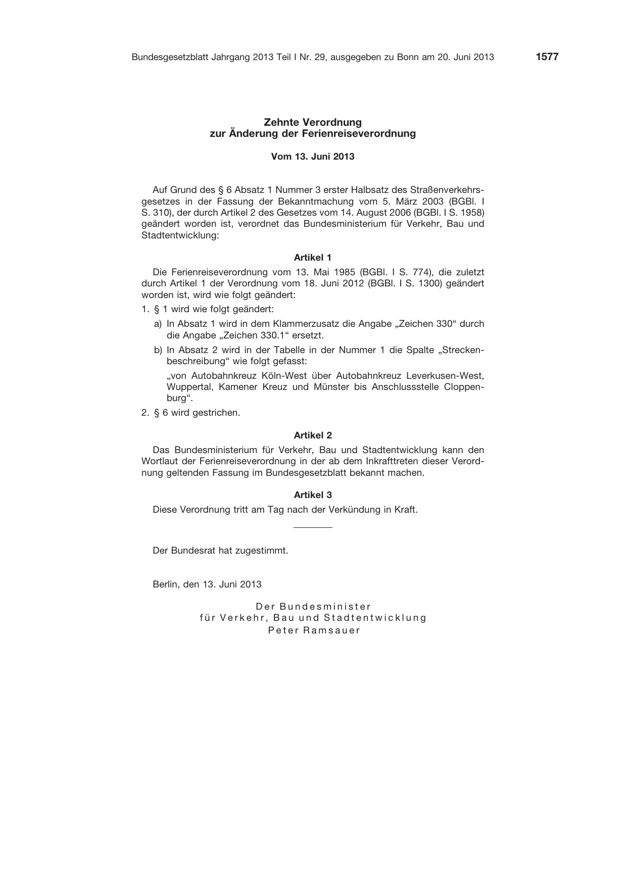 BGBl. 2013, Seite 1577 — Originalseite als Abbildung