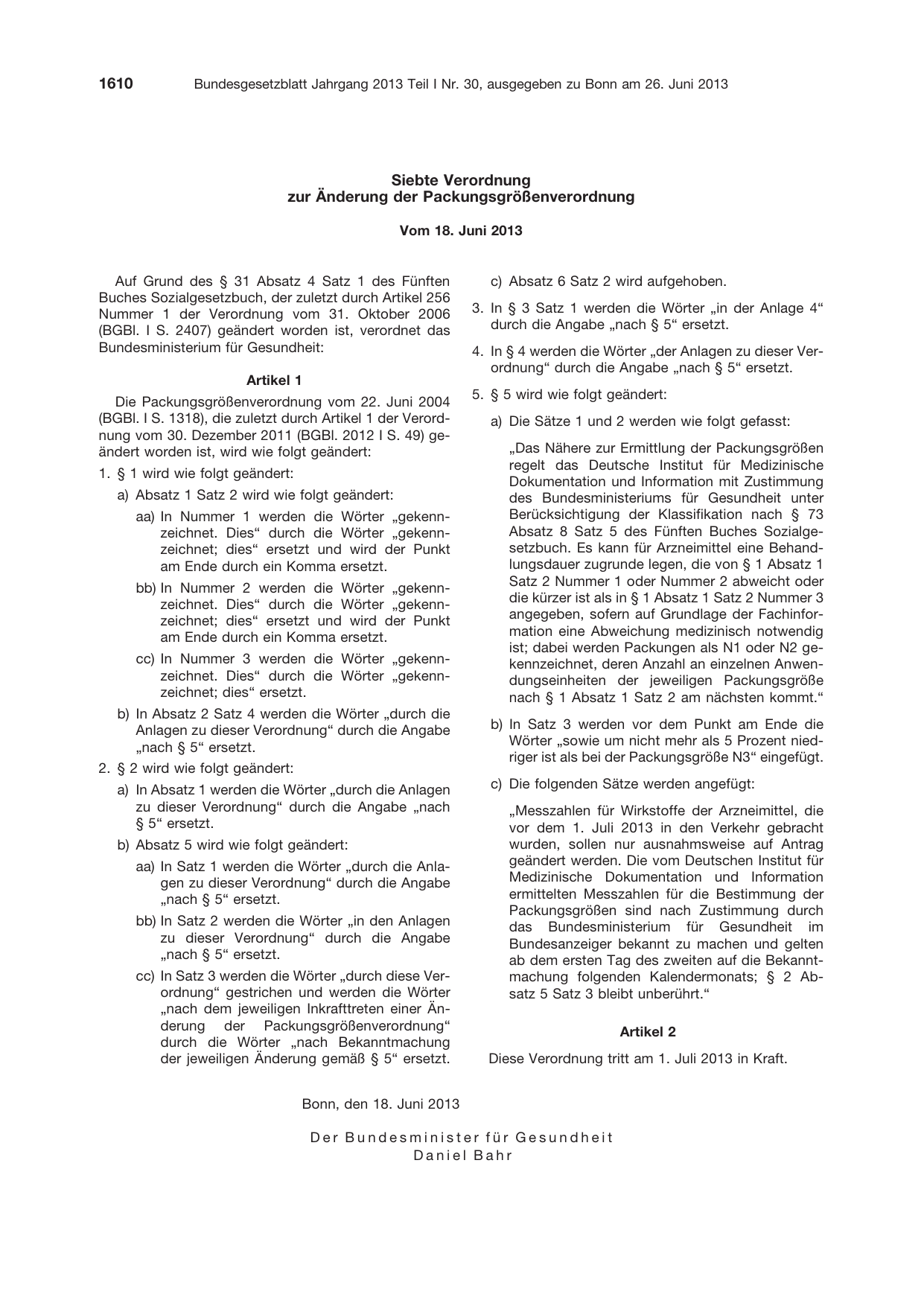 BGBl. 2013, Seite 1610 — Originalseite als Abbildung