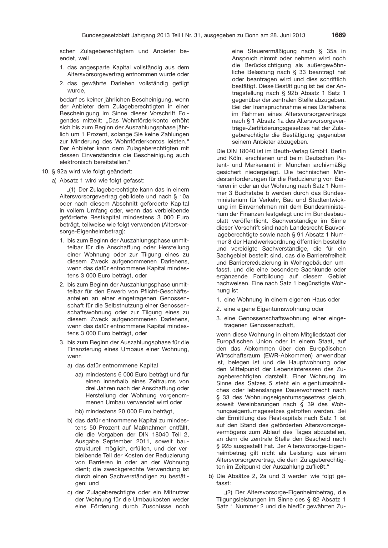 BGBl. 2013, Seite 1669 — Originalseite als Abbildung