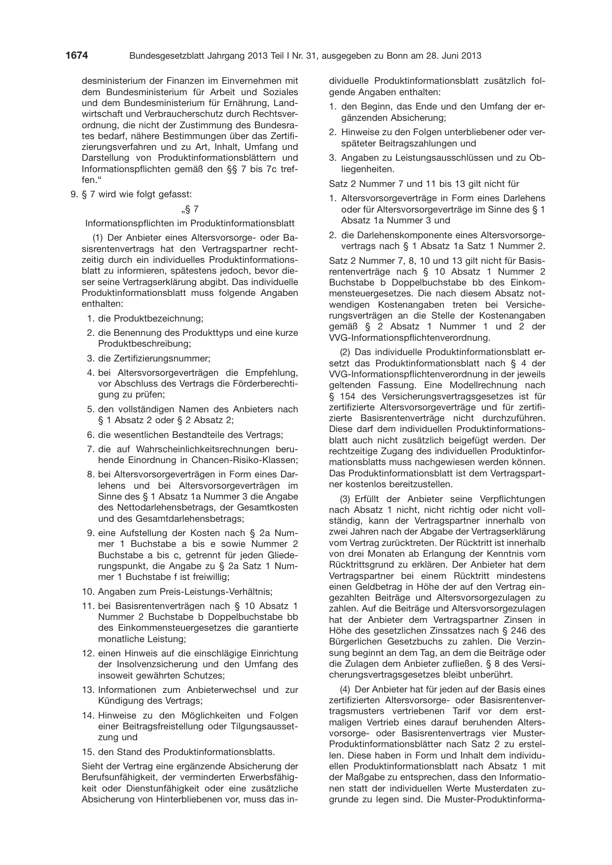 BGBl. 2013, Seite 1674 — Originalseite als Abbildung