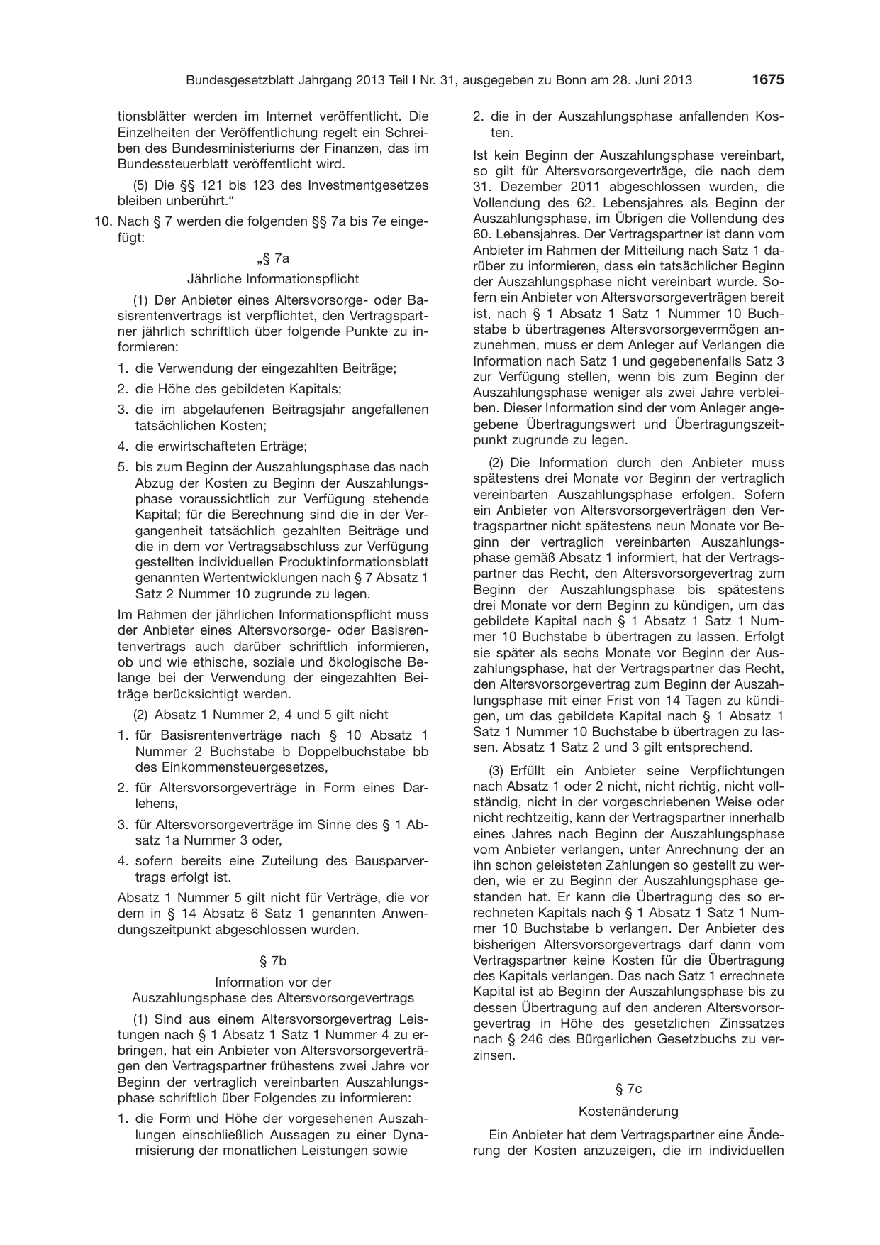 BGBl. 2013, Seite 1675 — Originalseite als Abbildung