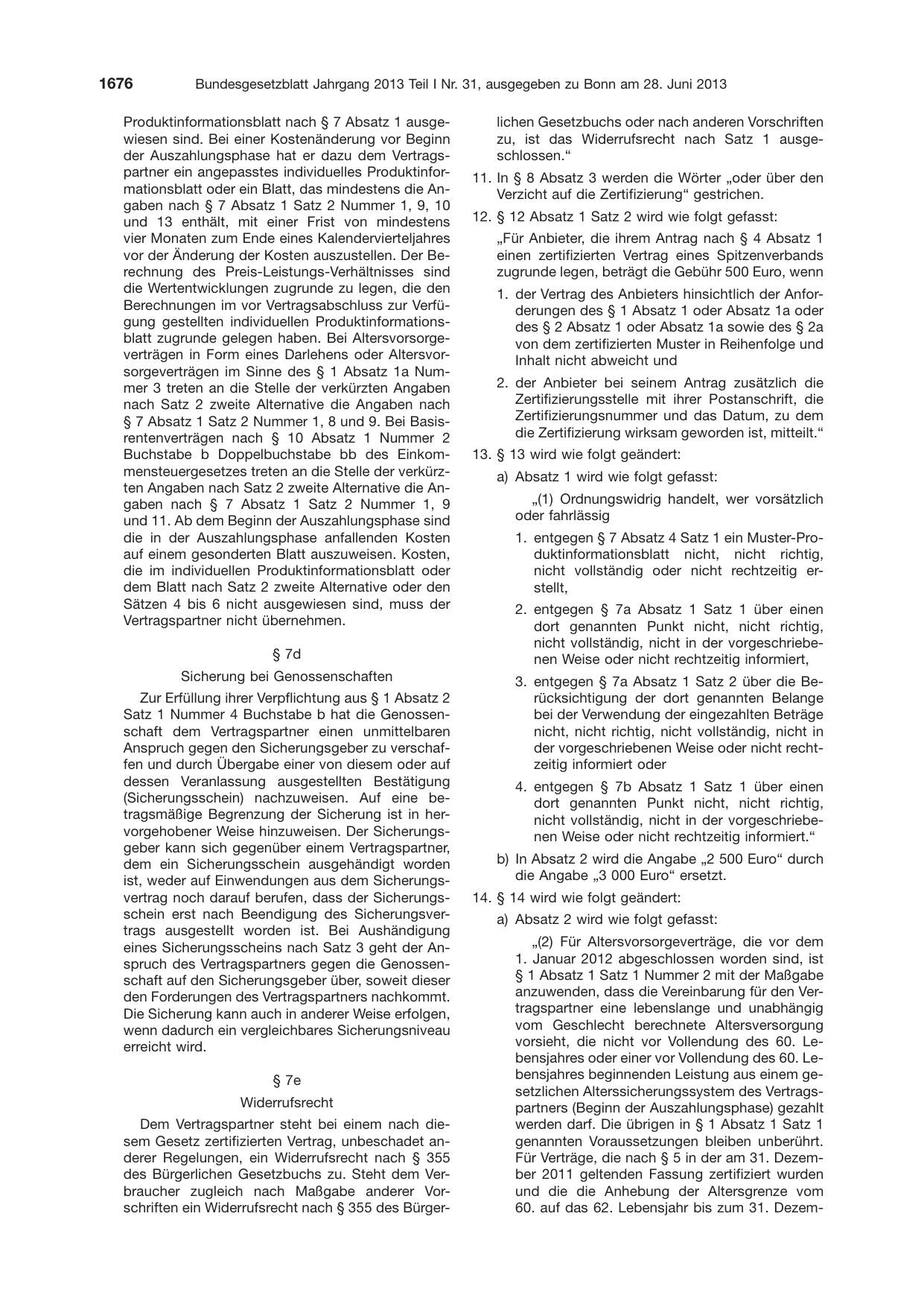 BGBl. 2013, Seite 1676 — Originalseite als Abbildung