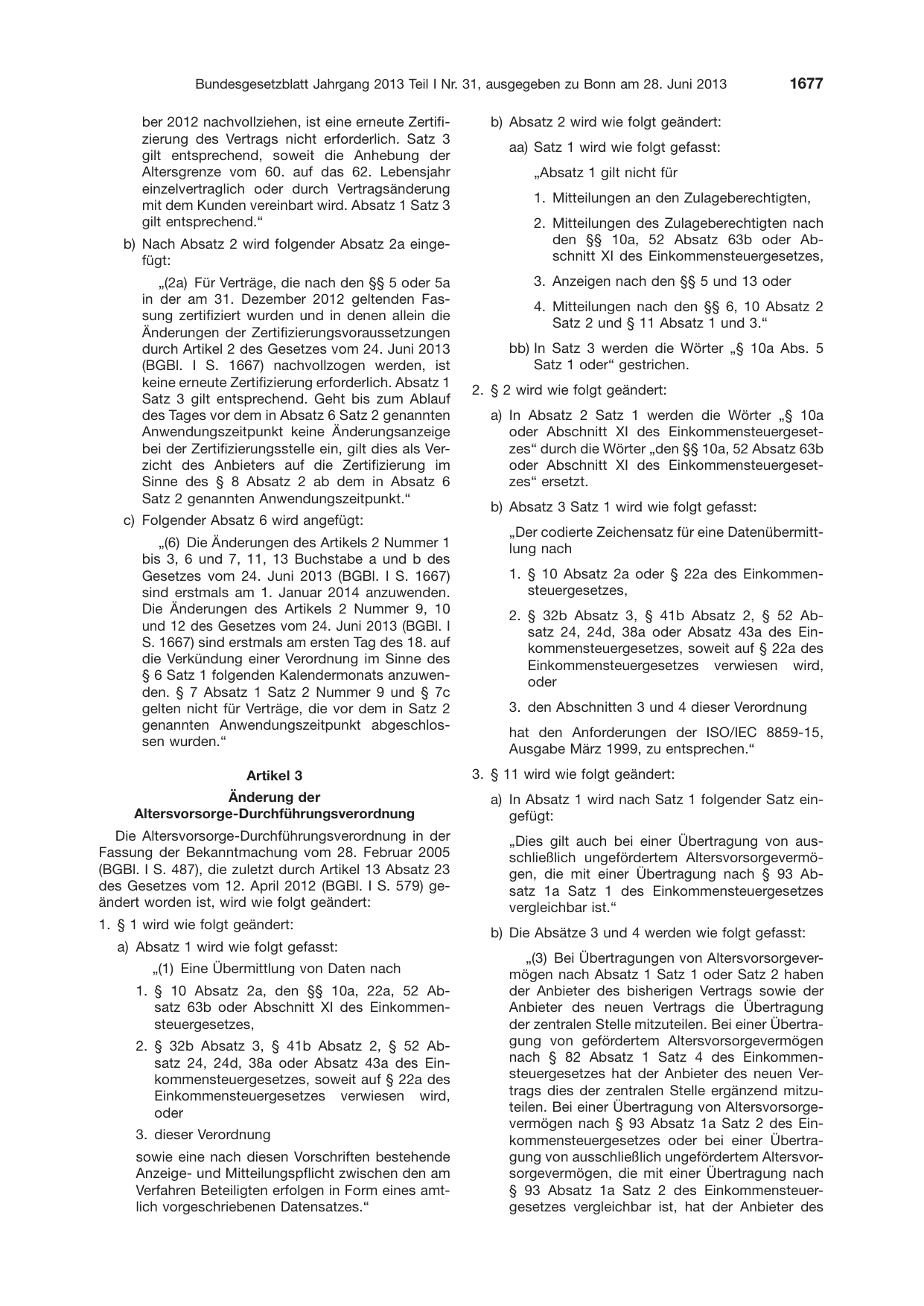 BGBl. 2013, Seite 1677 — Originalseite als Abbildung