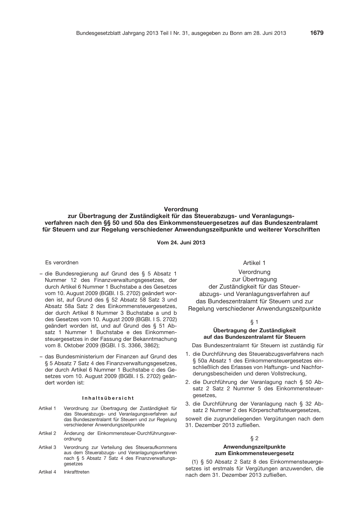 BGBl. 2013, Seite 1679 — Originalseite als Abbildung