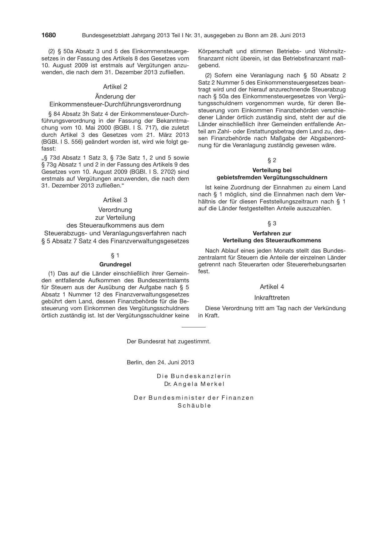 BGBl. 2013, Seite 1680 — Originalseite als Abbildung