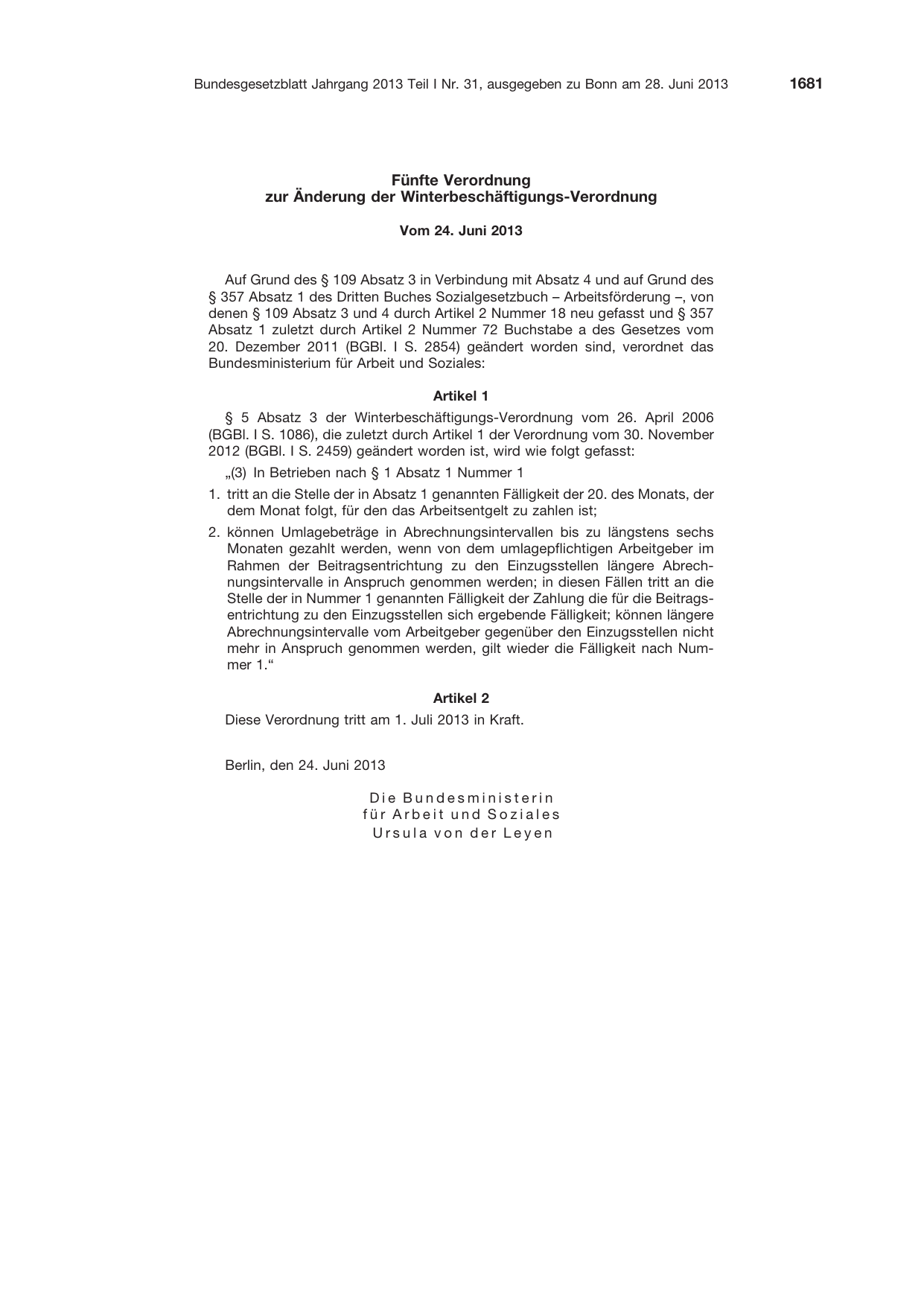 BGBl. 2013, Seite 1681 — Originalseite als Abbildung
