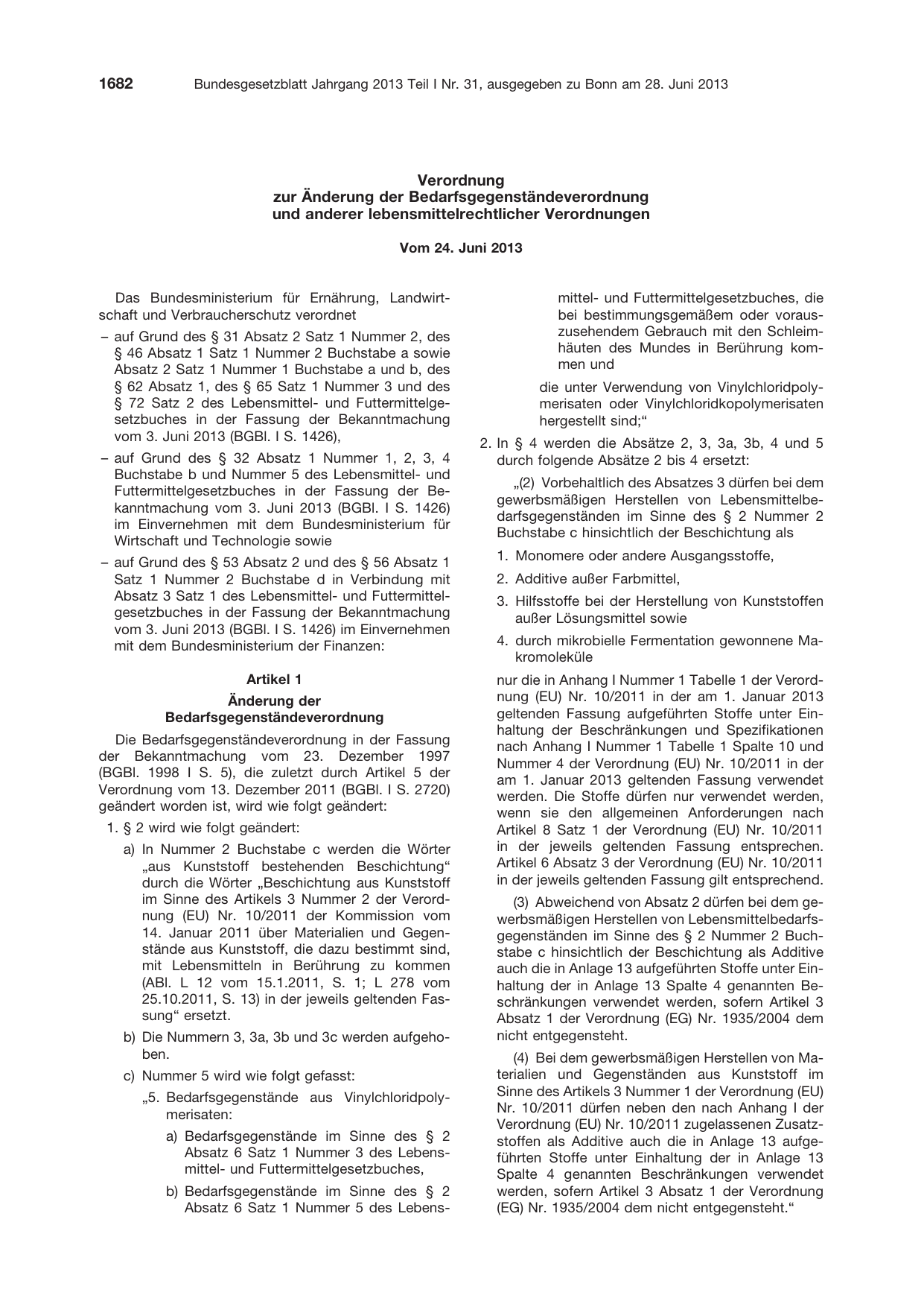 BGBl. 2013, Seite 1682 — Originalseite als Abbildung