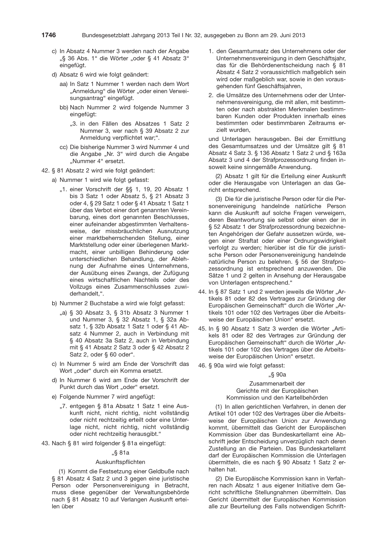 BGBl. 2013, Seite 1746 — Originalseite als Abbildung