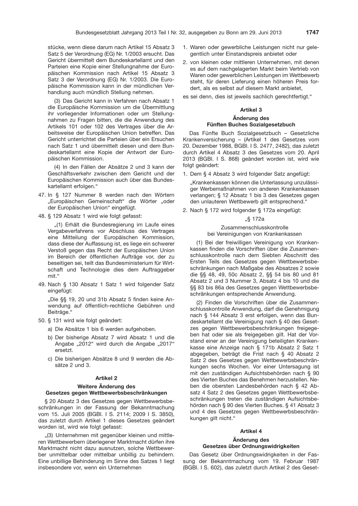 BGBl. 2013, Seite 1747 — Originalseite als Abbildung
