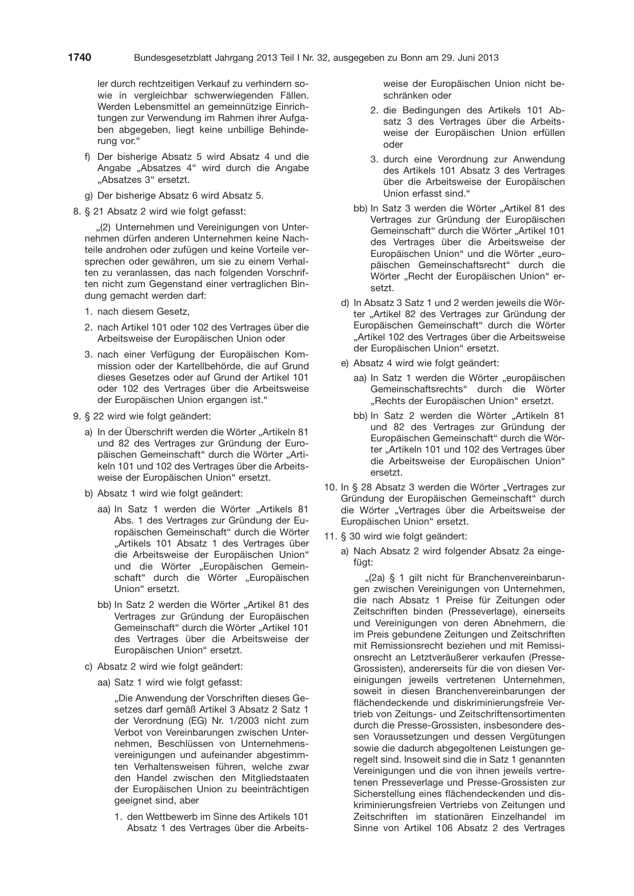BGBl. 2013, Seite 1740 — Originalseite als Abbildung