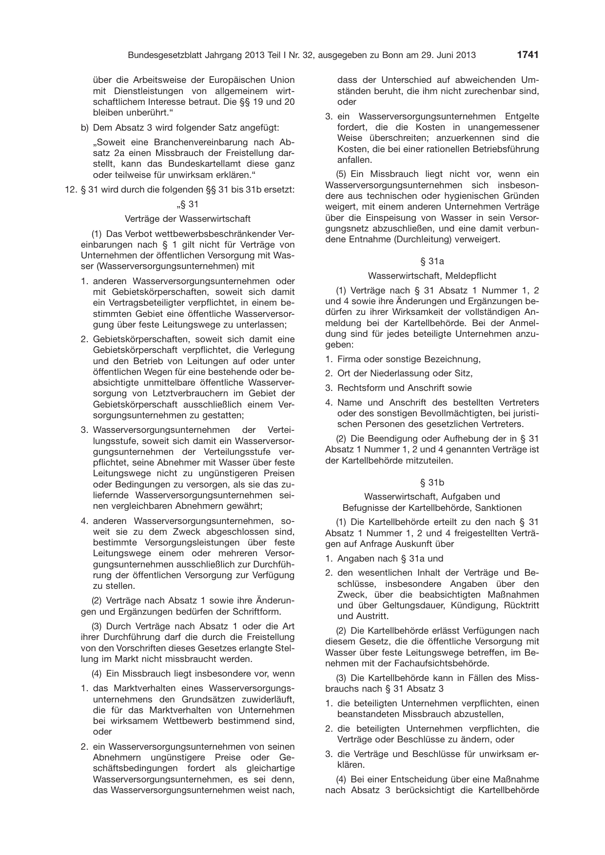 BGBl. 2013, Seite 1741 — Originalseite als Abbildung