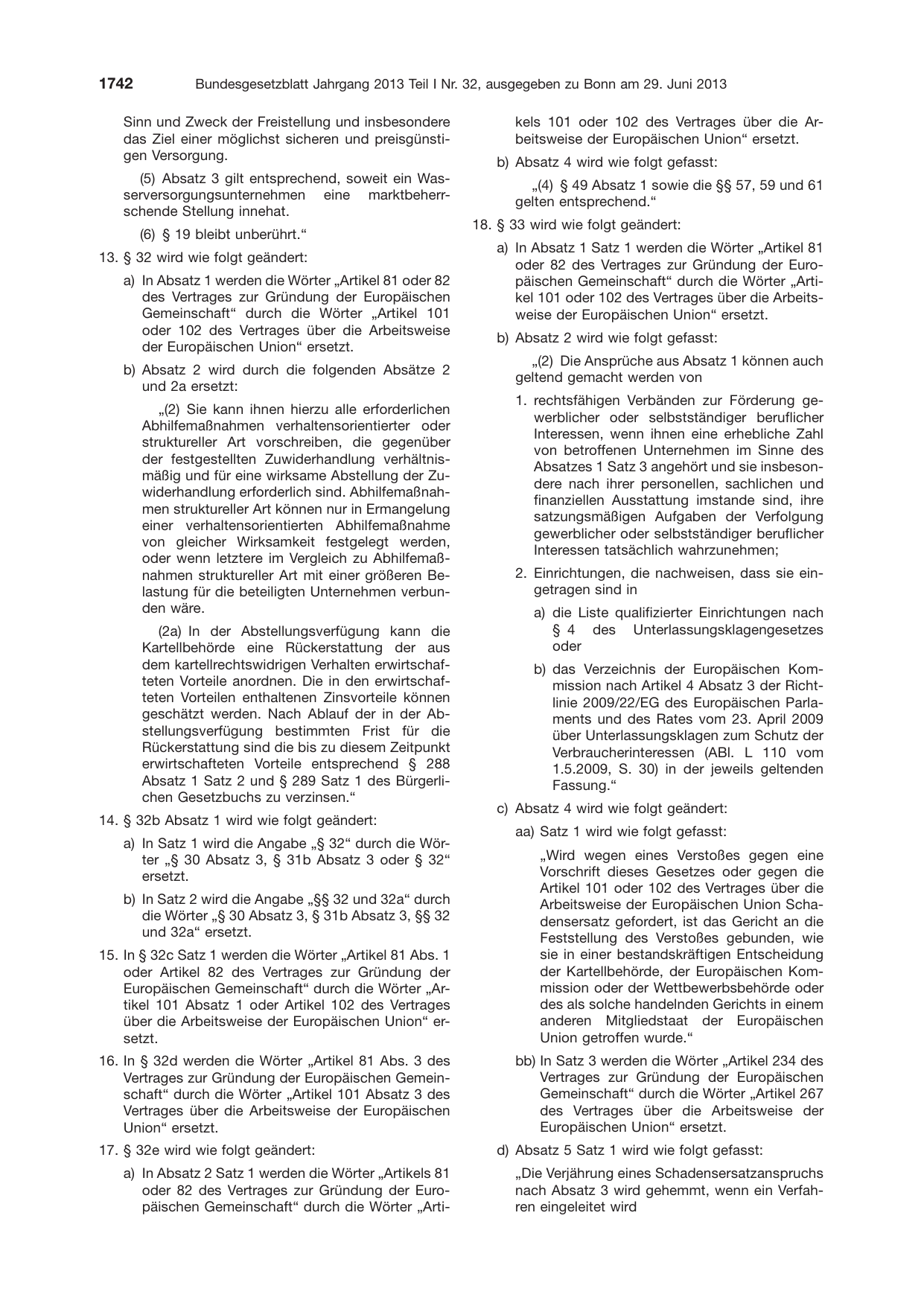 BGBl. 2013, Seite 1742 — Originalseite als Abbildung