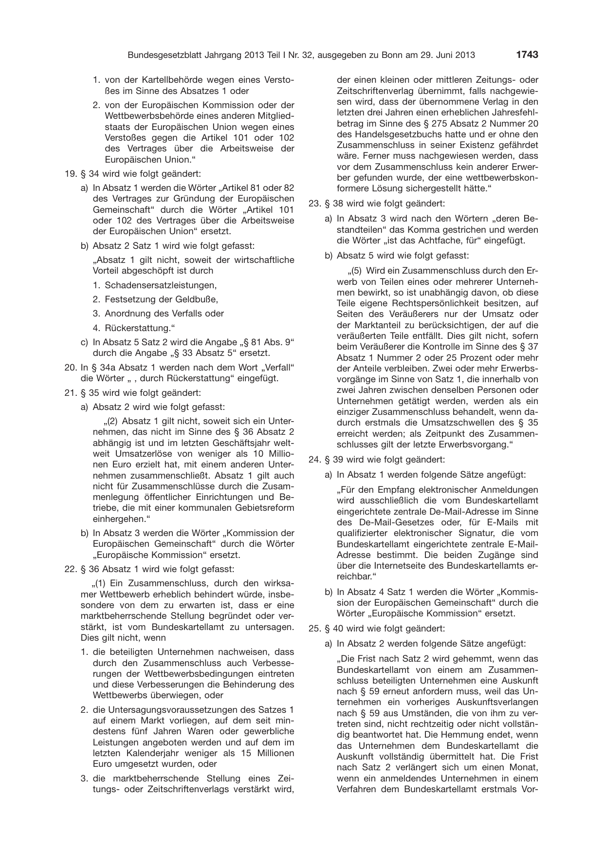 BGBl. 2013, Seite 1743 — Originalseite als Abbildung