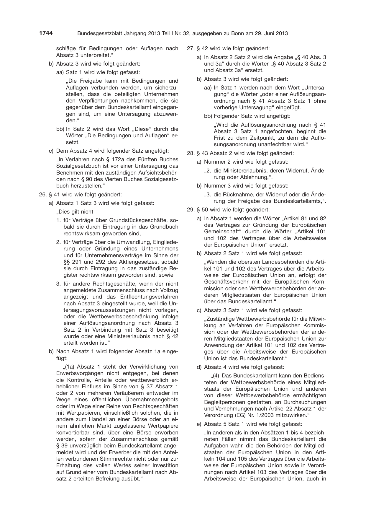 BGBl. 2013, Seite 1744 — Originalseite als Abbildung