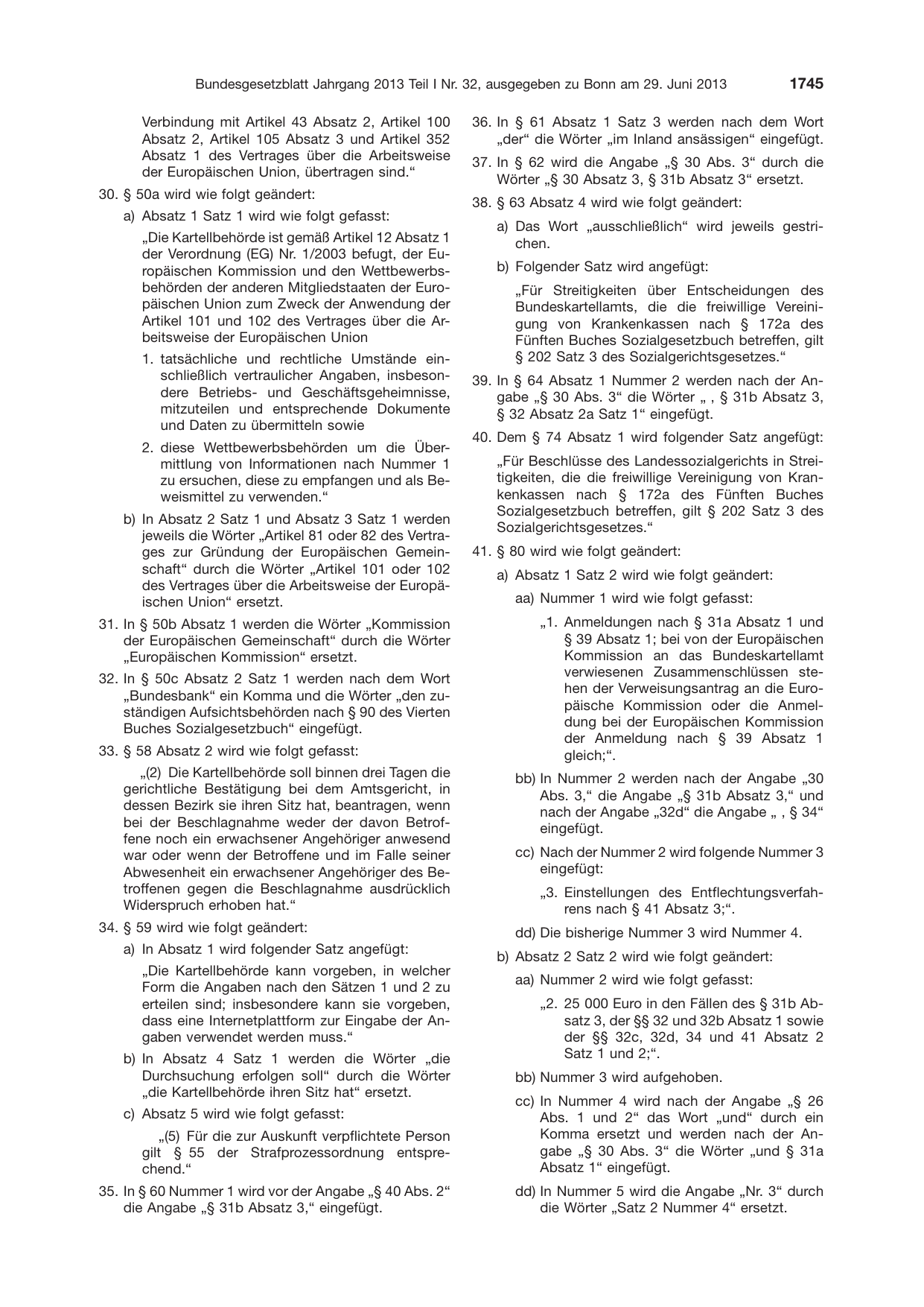 BGBl. 2013, Seite 1745 — Originalseite als Abbildung