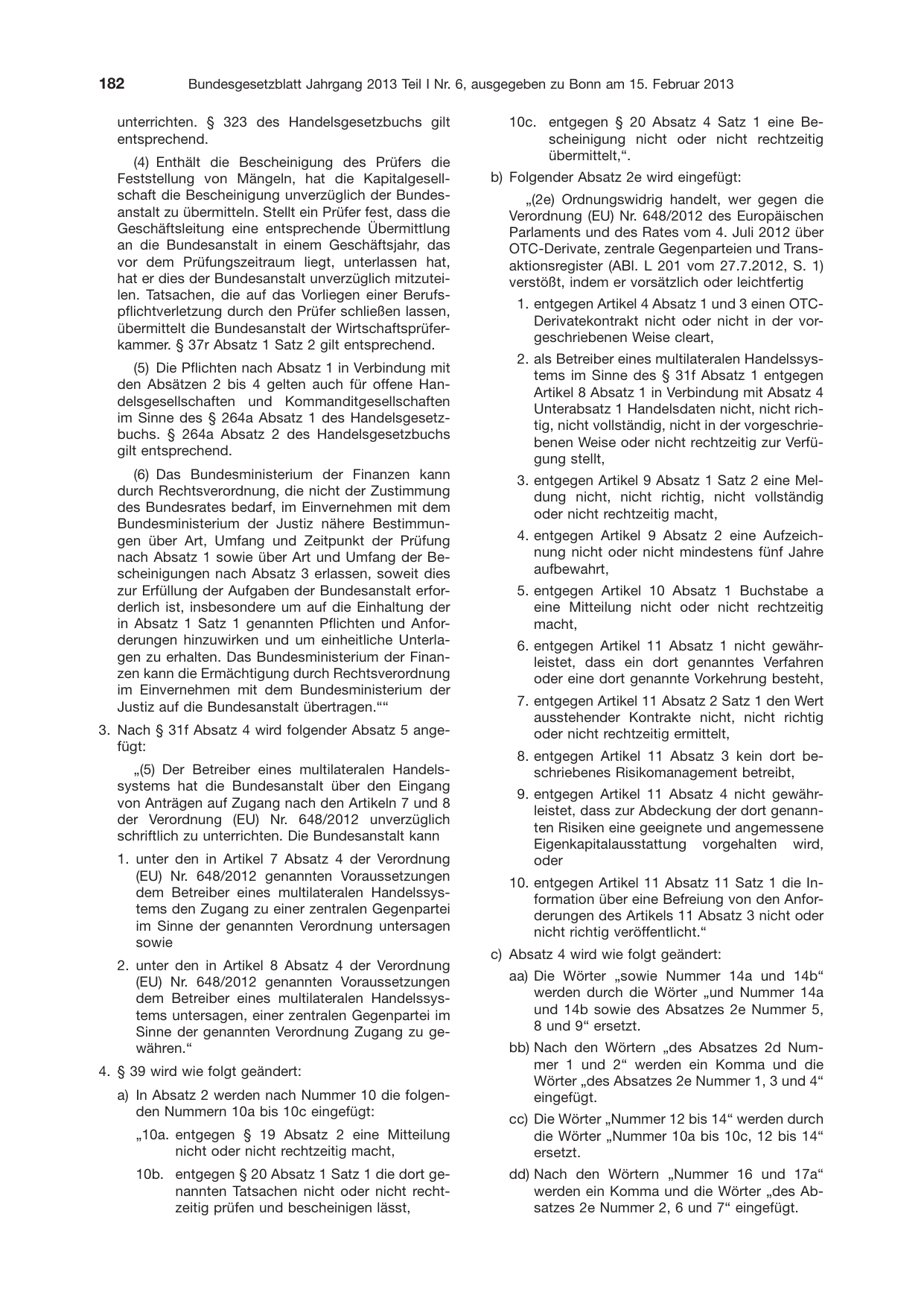 BGBl. 2013, Seite 182 — Originalseite als Abbildung