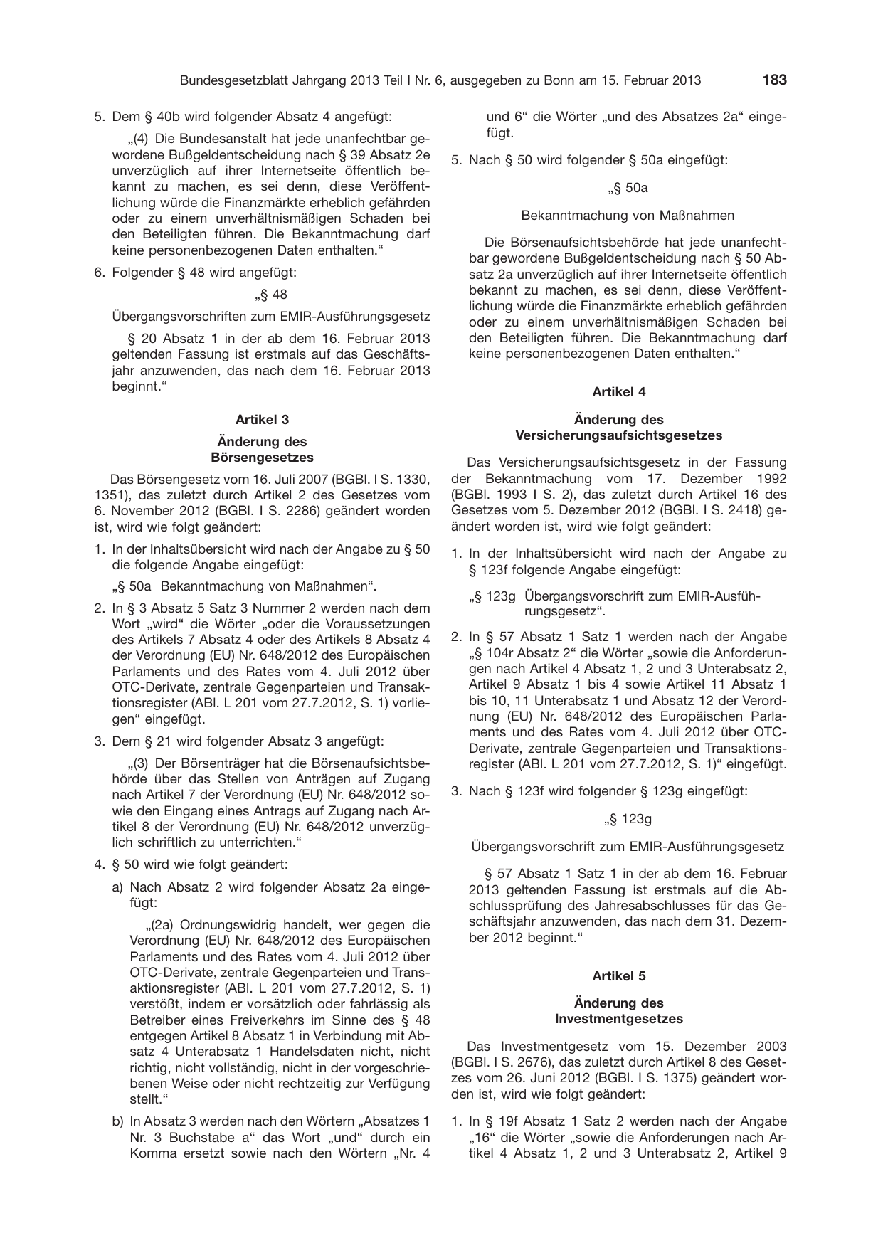BGBl. 2013, Seite 183 — Originalseite als Abbildung