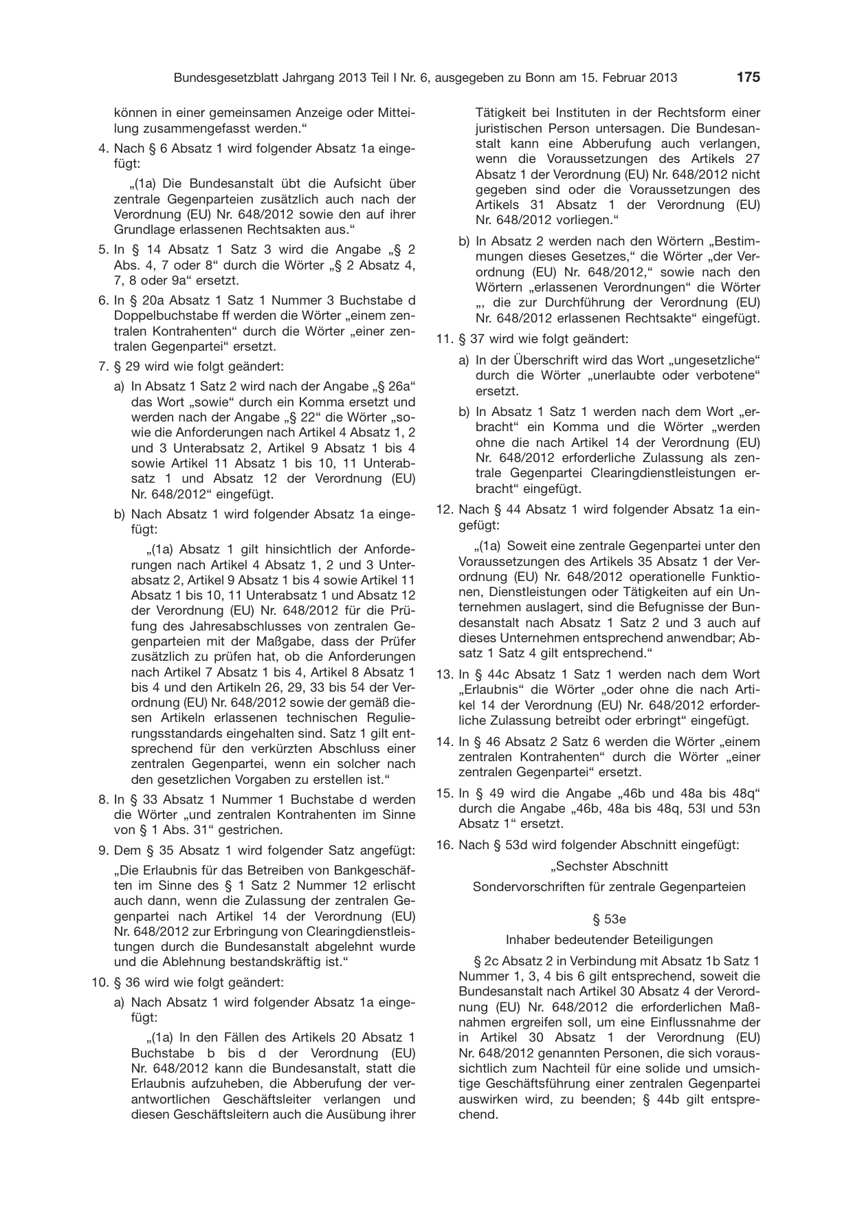 BGBl. 2013, Seite 175 — Originalseite als Abbildung