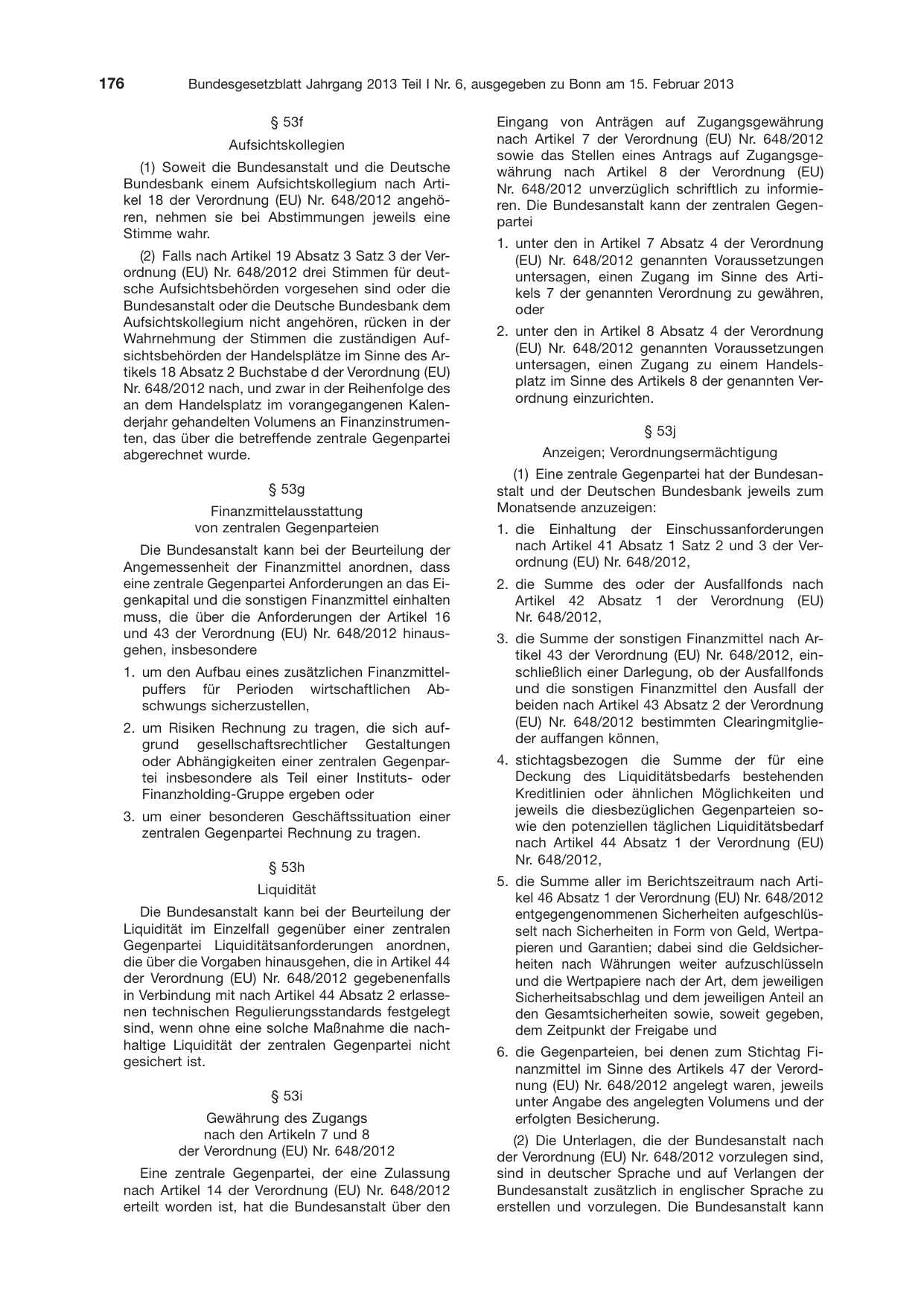 BGBl. 2013, Seite 176 — Originalseite als Abbildung