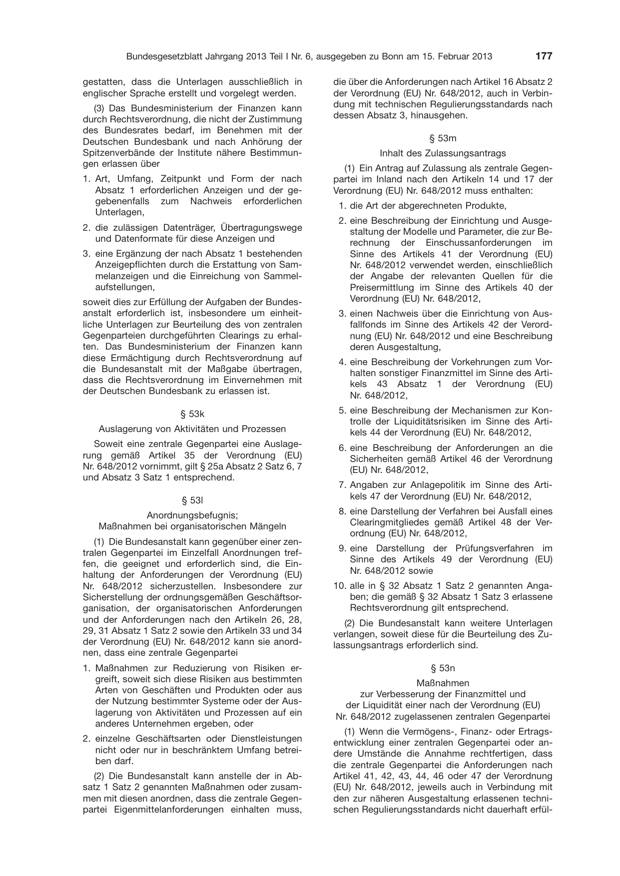 BGBl. 2013, Seite 177 — Originalseite als Abbildung