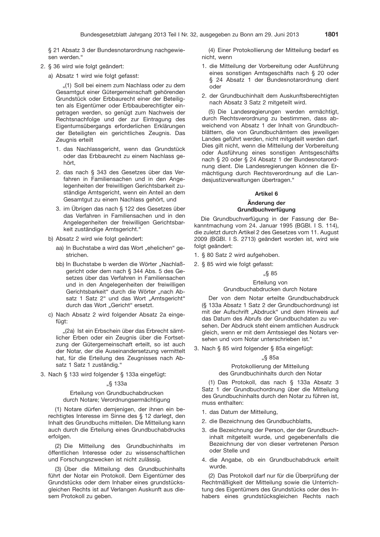BGBl. 2013, Seite 1801 — Originalseite als Abbildung