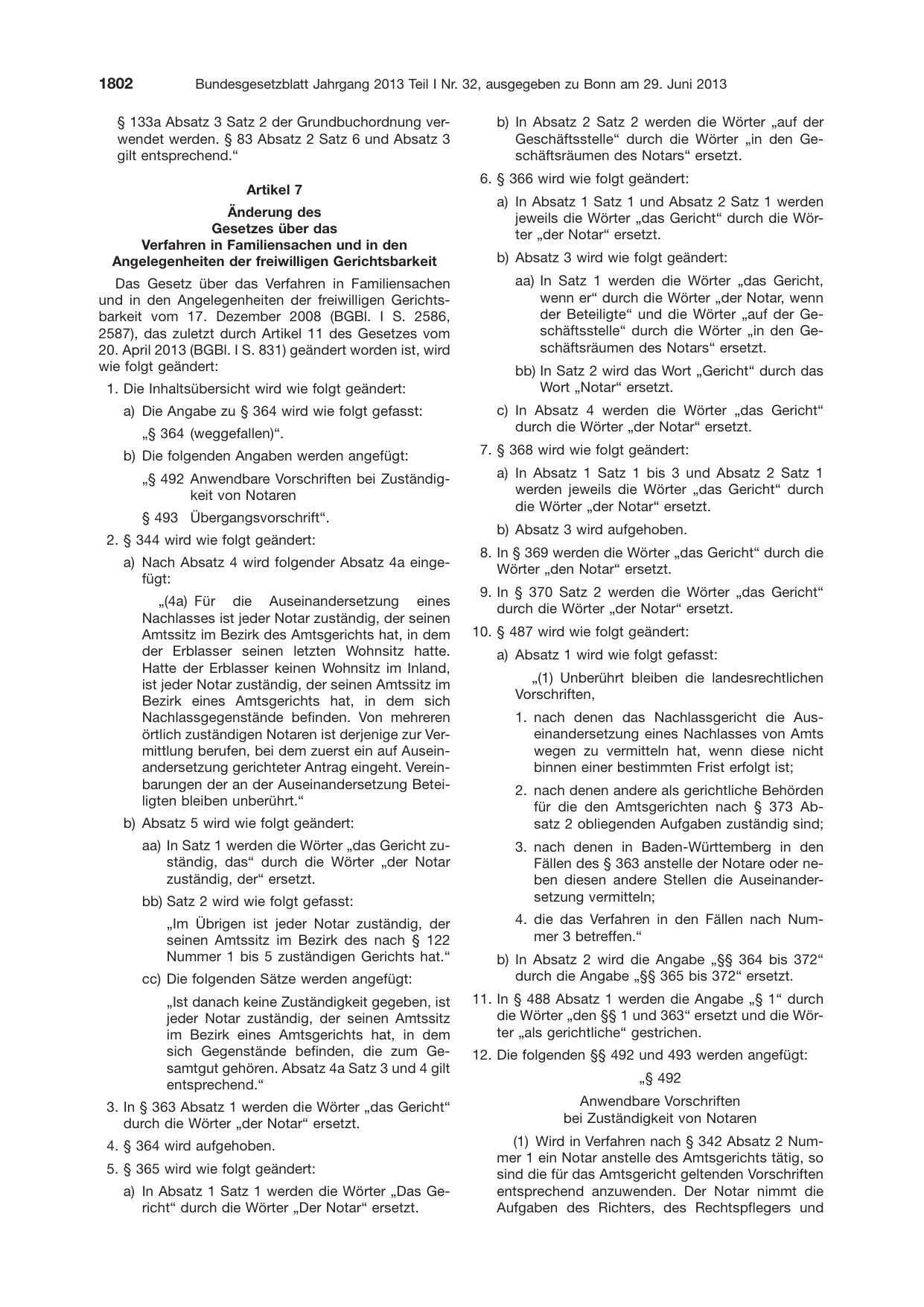 BGBl. 2013, Seite 1802 — Originalseite als Abbildung