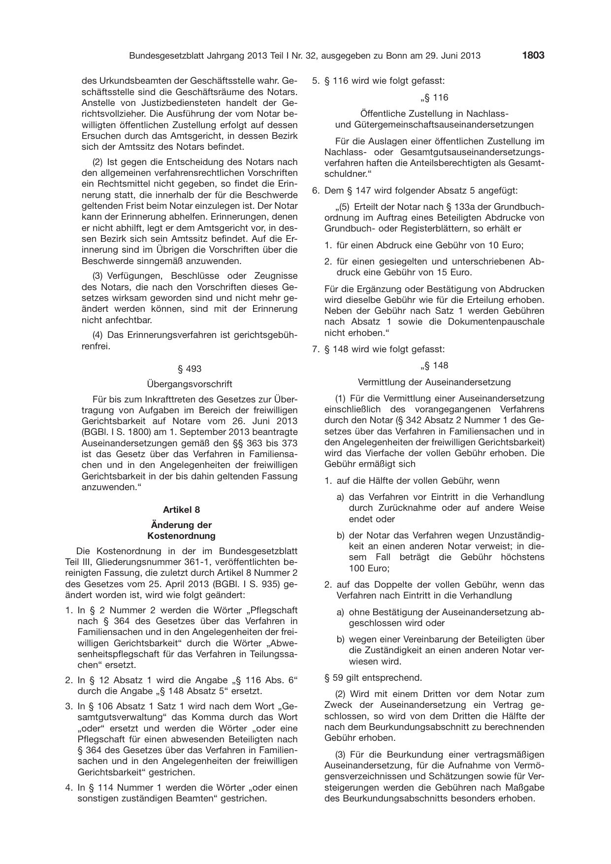 BGBl. 2013, Seite 1803 — Originalseite als Abbildung
