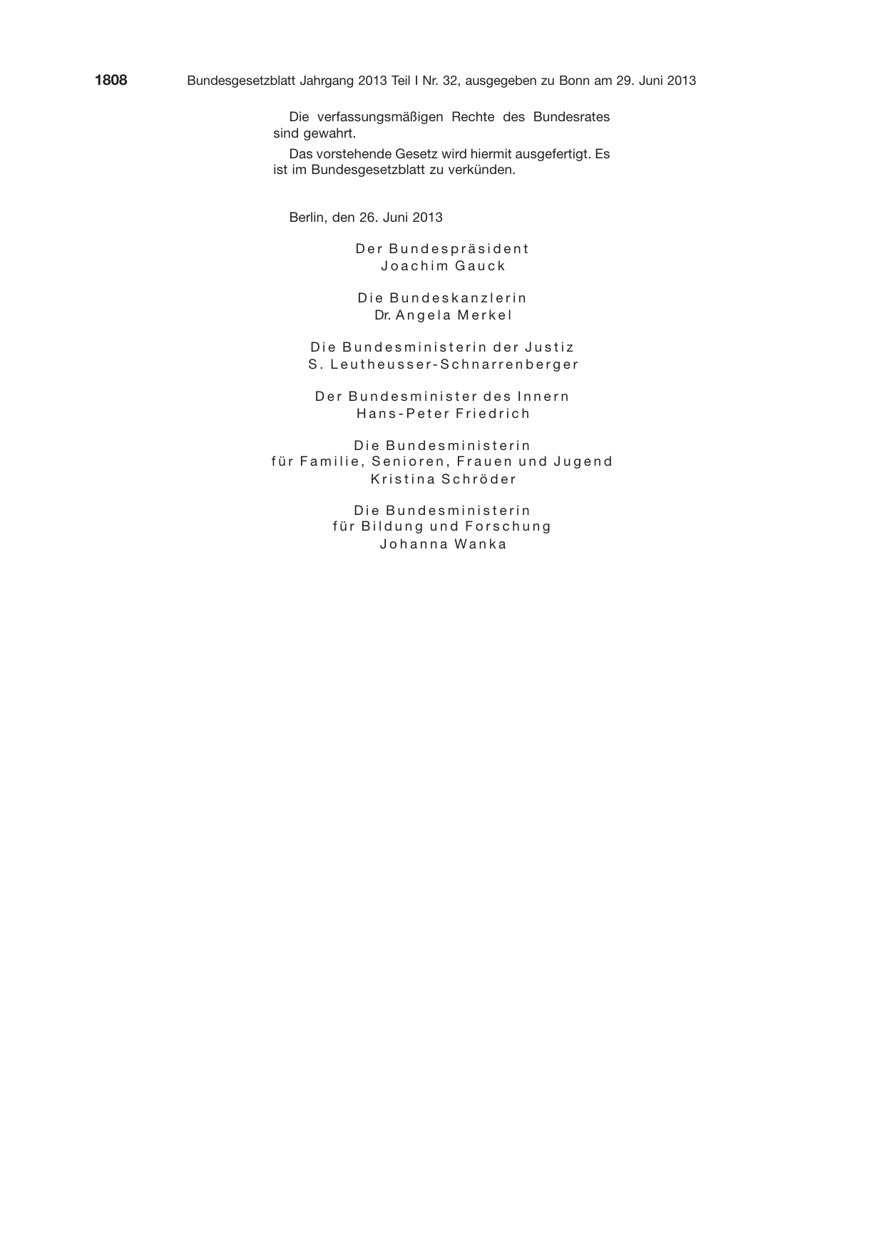 BGBl. 2013, Seite 1808 — Originalseite als Abbildung