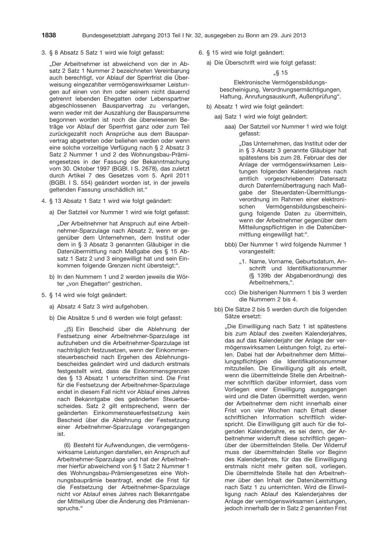 BGBl. 2013, Seite 1838 — Originalseite als Abbildung