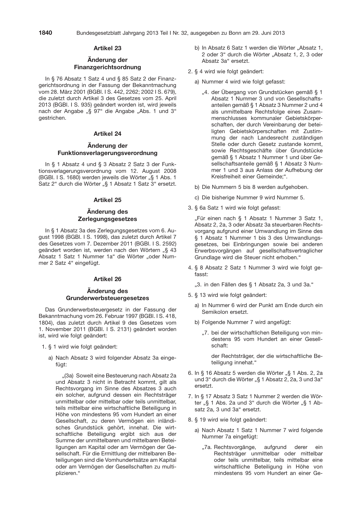 BGBl. 2013, Seite 1840 — Originalseite als Abbildung