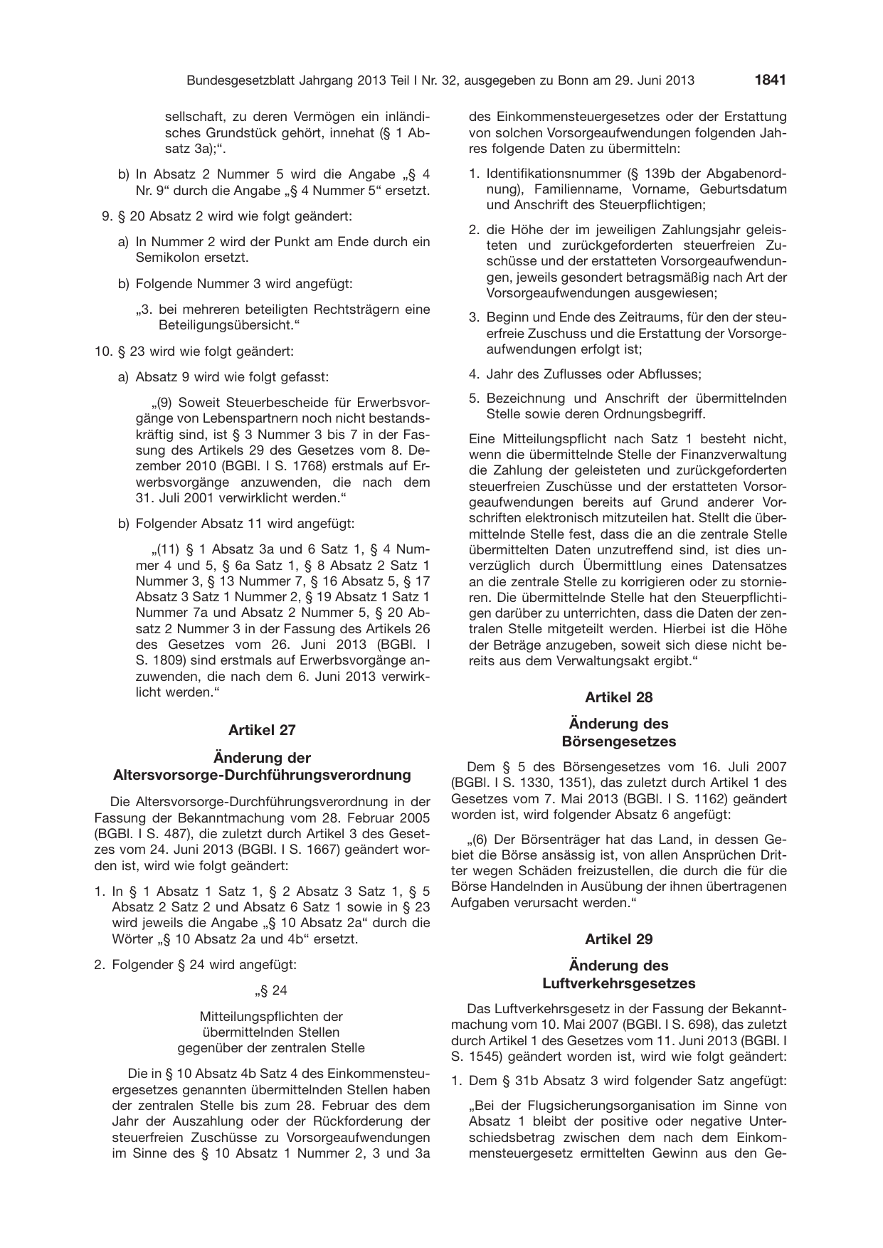 BGBl. 2013, Seite 1841 — Originalseite als Abbildung