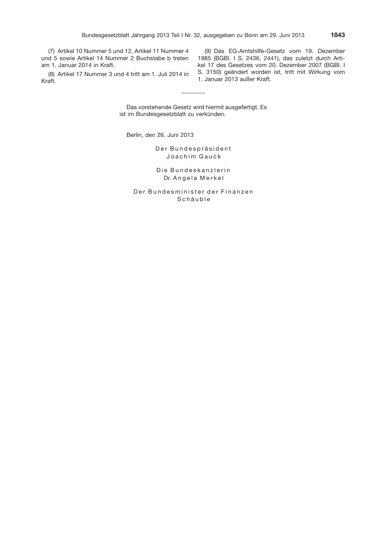 BGBl. 2013, Seite 1843 — Originalseite als Abbildung