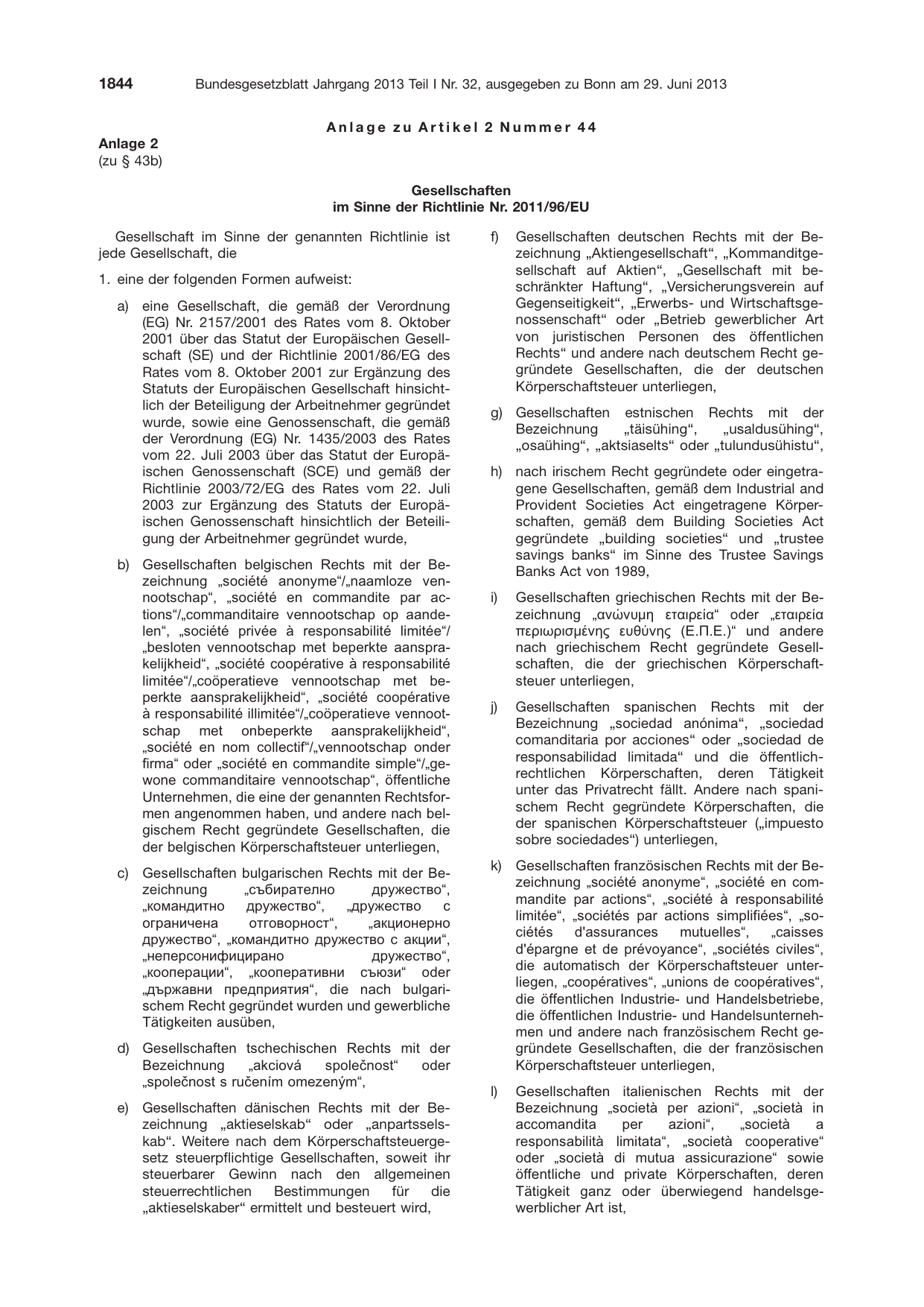 BGBl. 2013, Seite 1844 — Originalseite als Abbildung