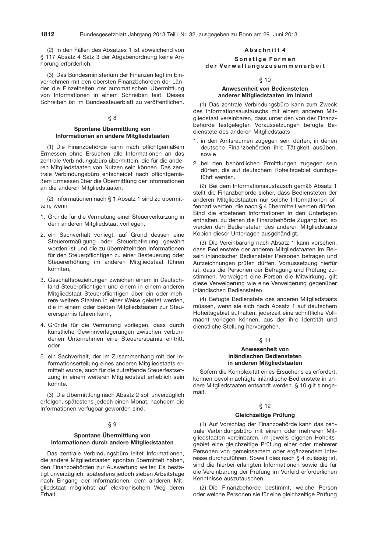 BGBl. 2013, Seite 1812 — Originalseite als Abbildung
