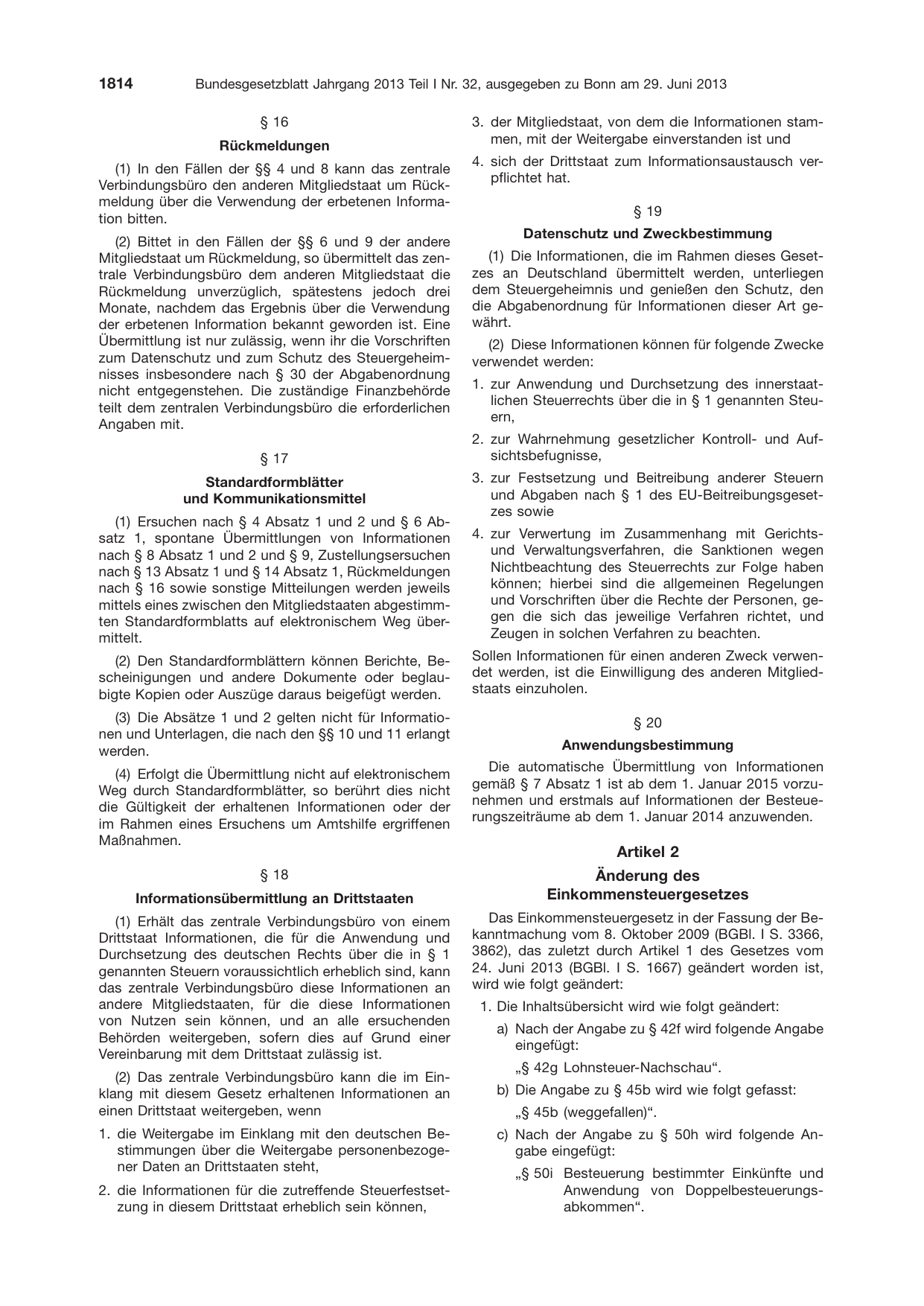 BGBl. 2013, Seite 1814 — Originalseite als Abbildung