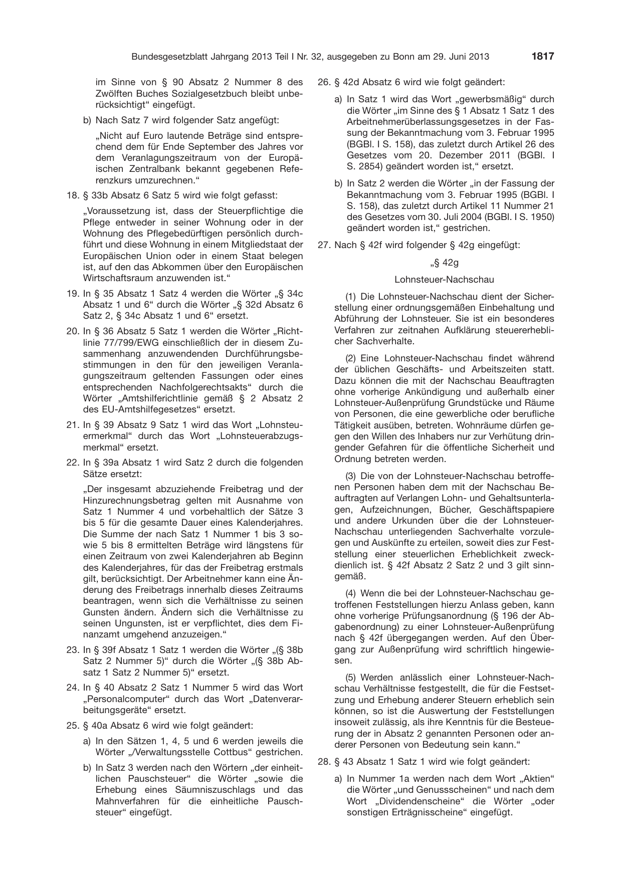BGBl. 2013, Seite 1817 — Originalseite als Abbildung