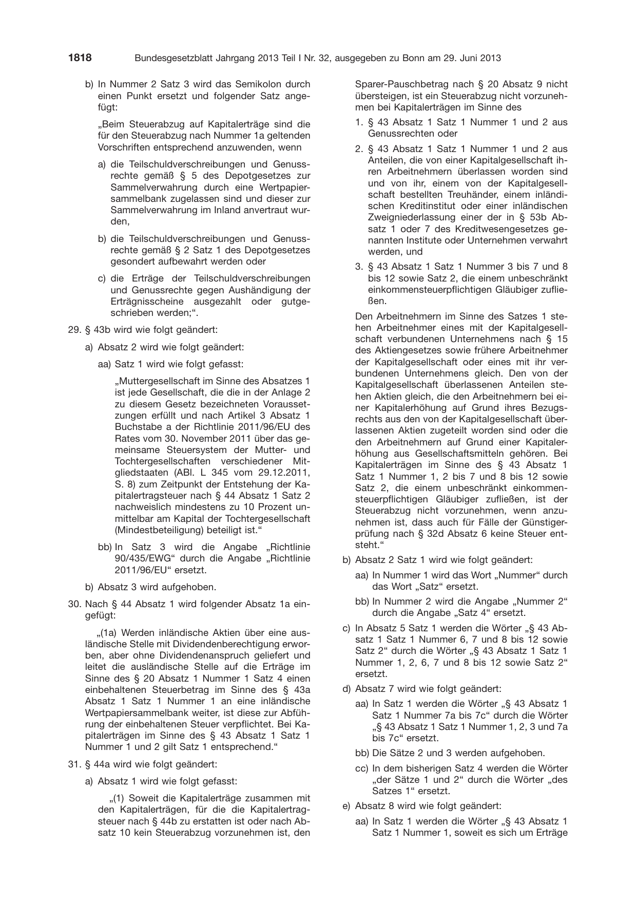 BGBl. 2013, Seite 1818 — Originalseite als Abbildung