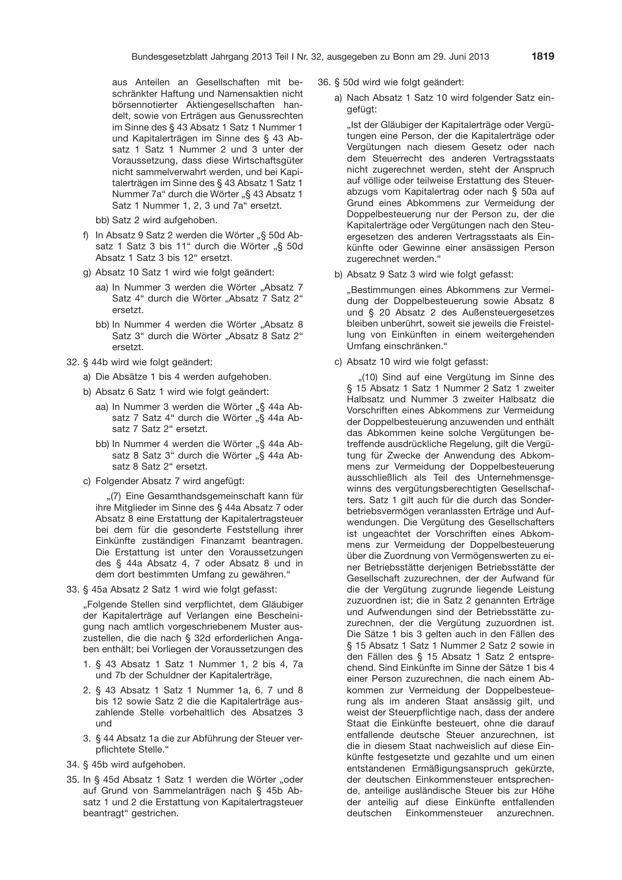BGBl. 2013, Seite 1819 — Originalseite als Abbildung