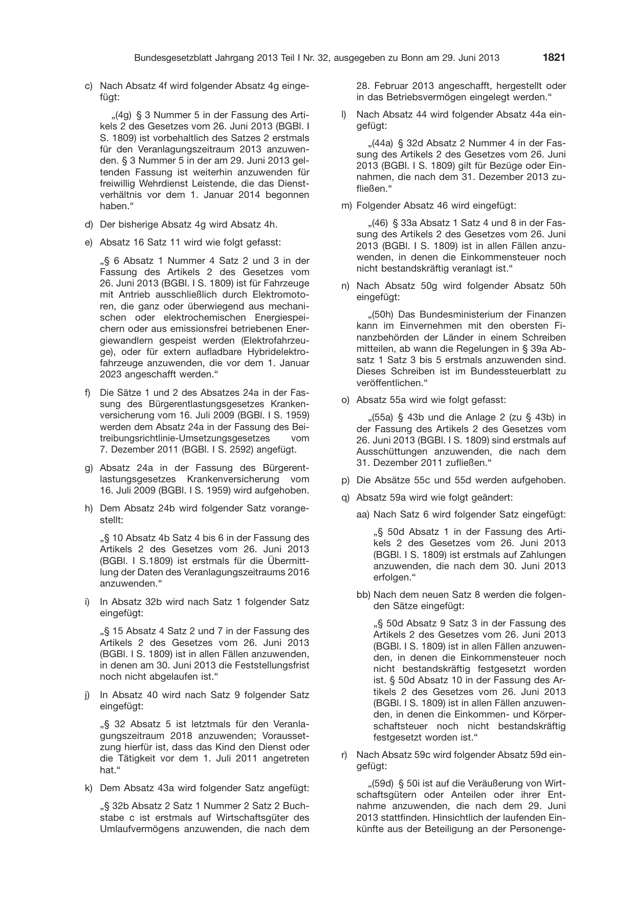 BGBl. 2013, Seite 1821 — Originalseite als Abbildung