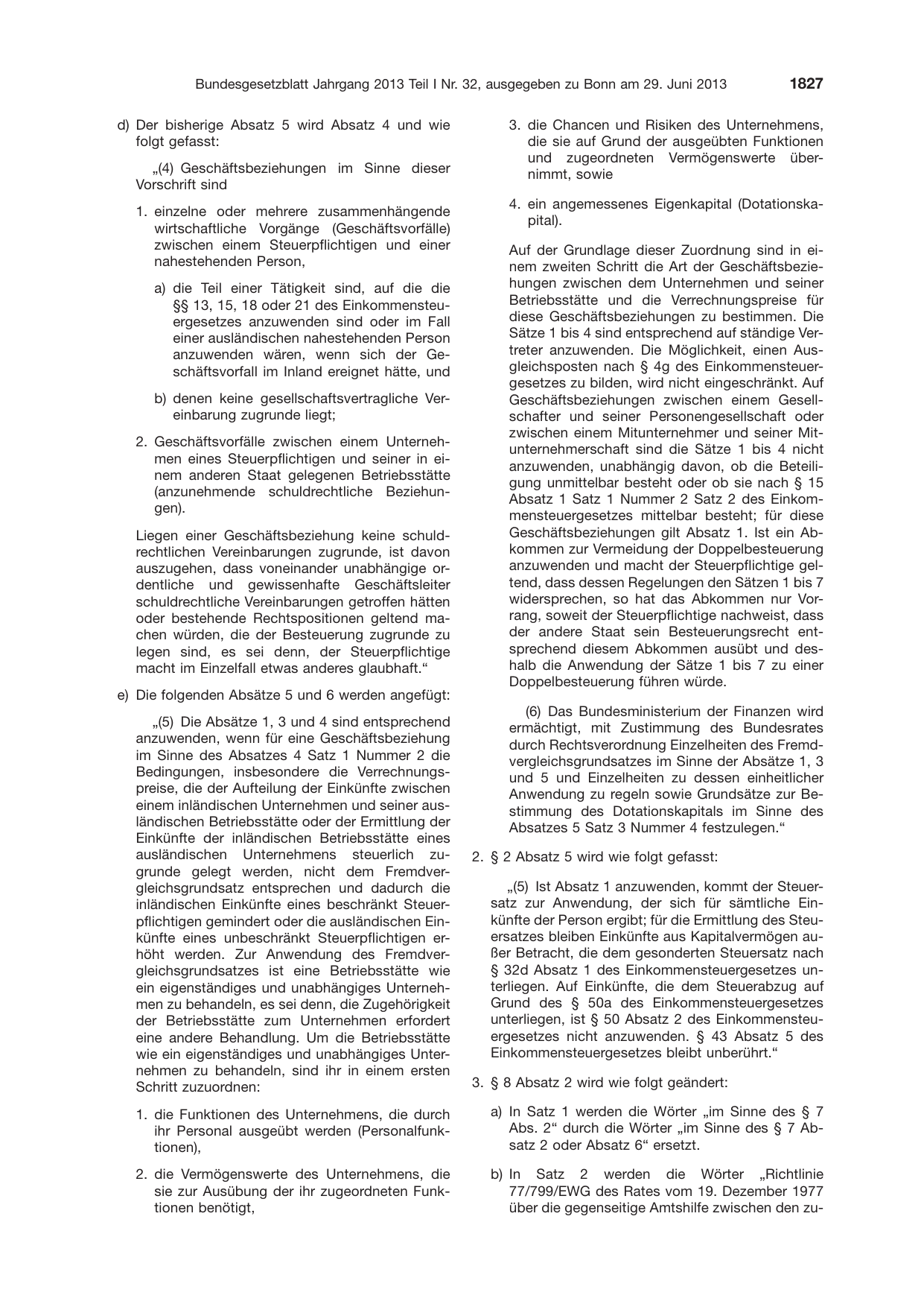 BGBl. 2013, Seite 1827 — Originalseite als Abbildung