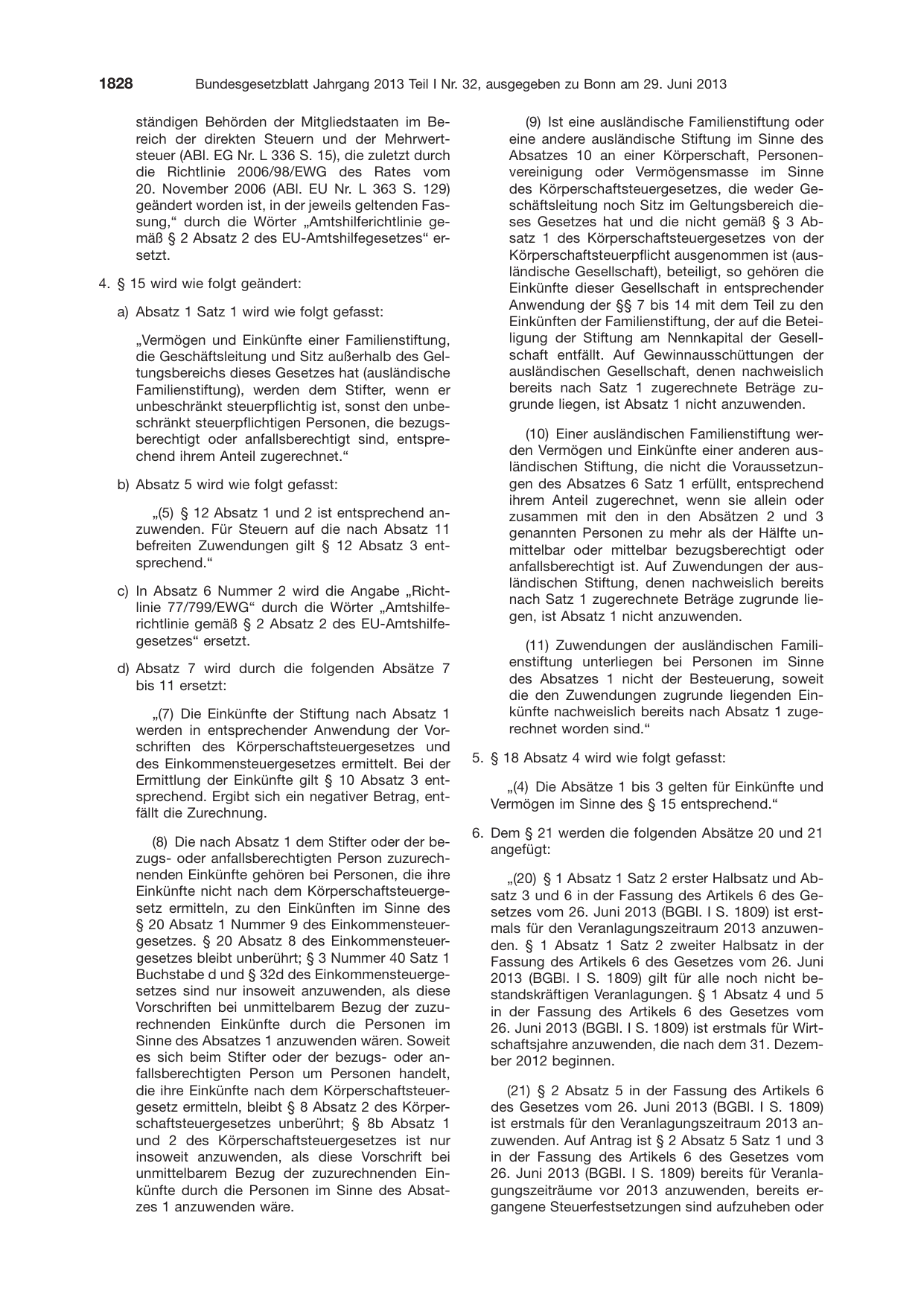 BGBl. 2013, Seite 1828 — Originalseite als Abbildung