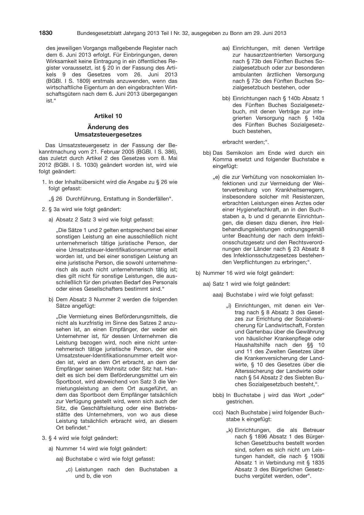 BGBl. 2013, Seite 1830 — Originalseite als Abbildung
