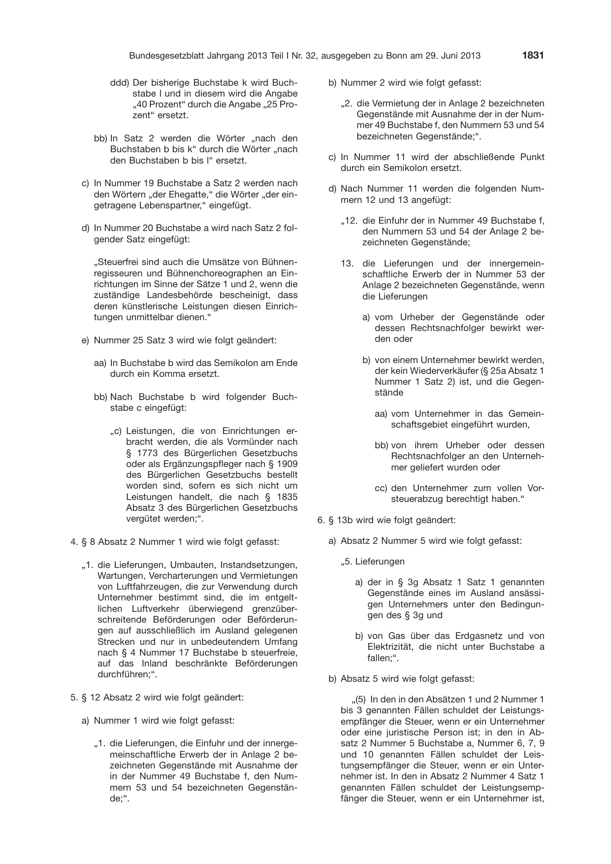 BGBl. 2013, Seite 1831 — Originalseite als Abbildung