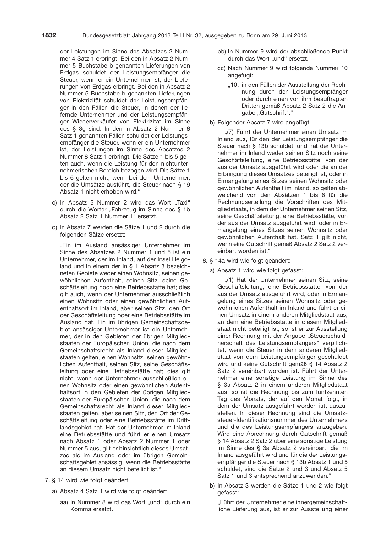 BGBl. 2013, Seite 1832 — Originalseite als Abbildung