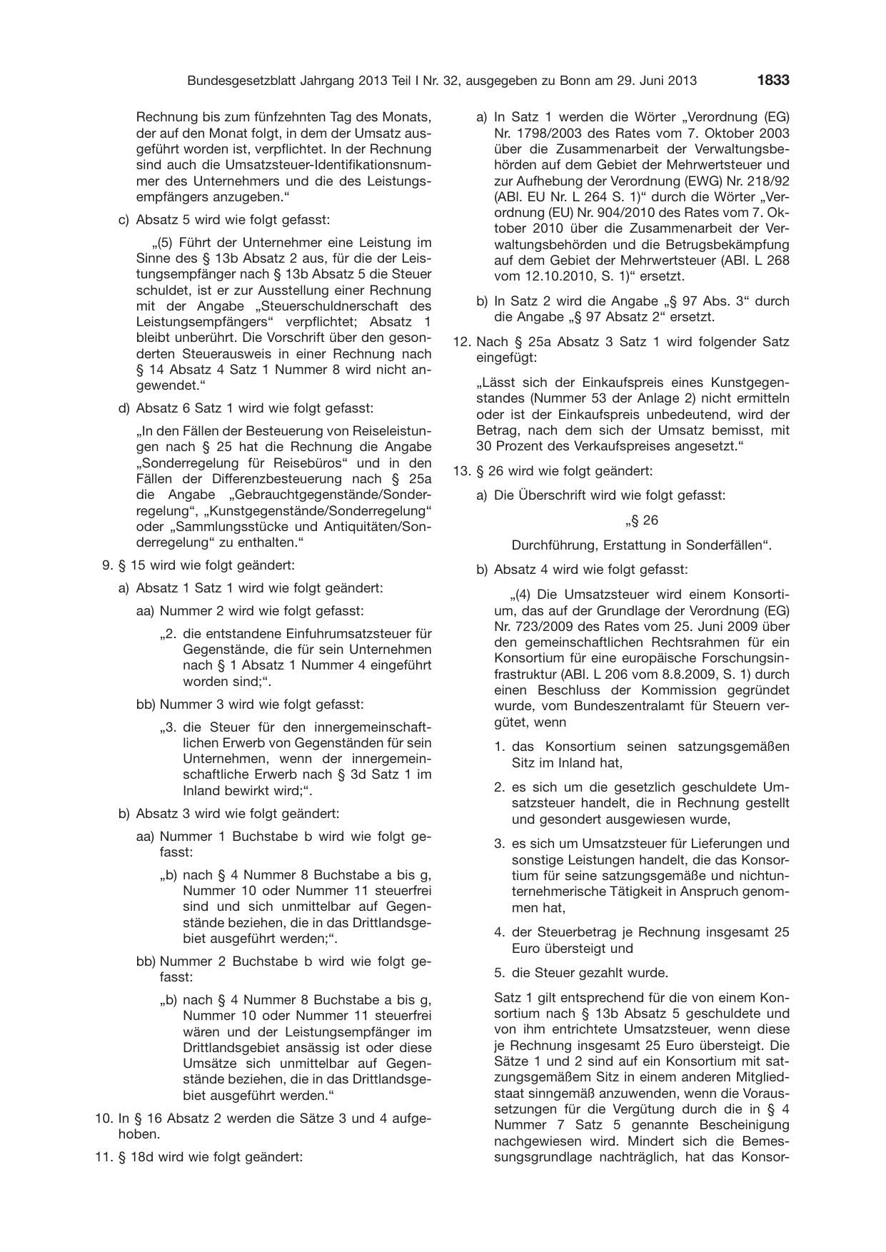 BGBl. 2013, Seite 1833 — Originalseite als Abbildung